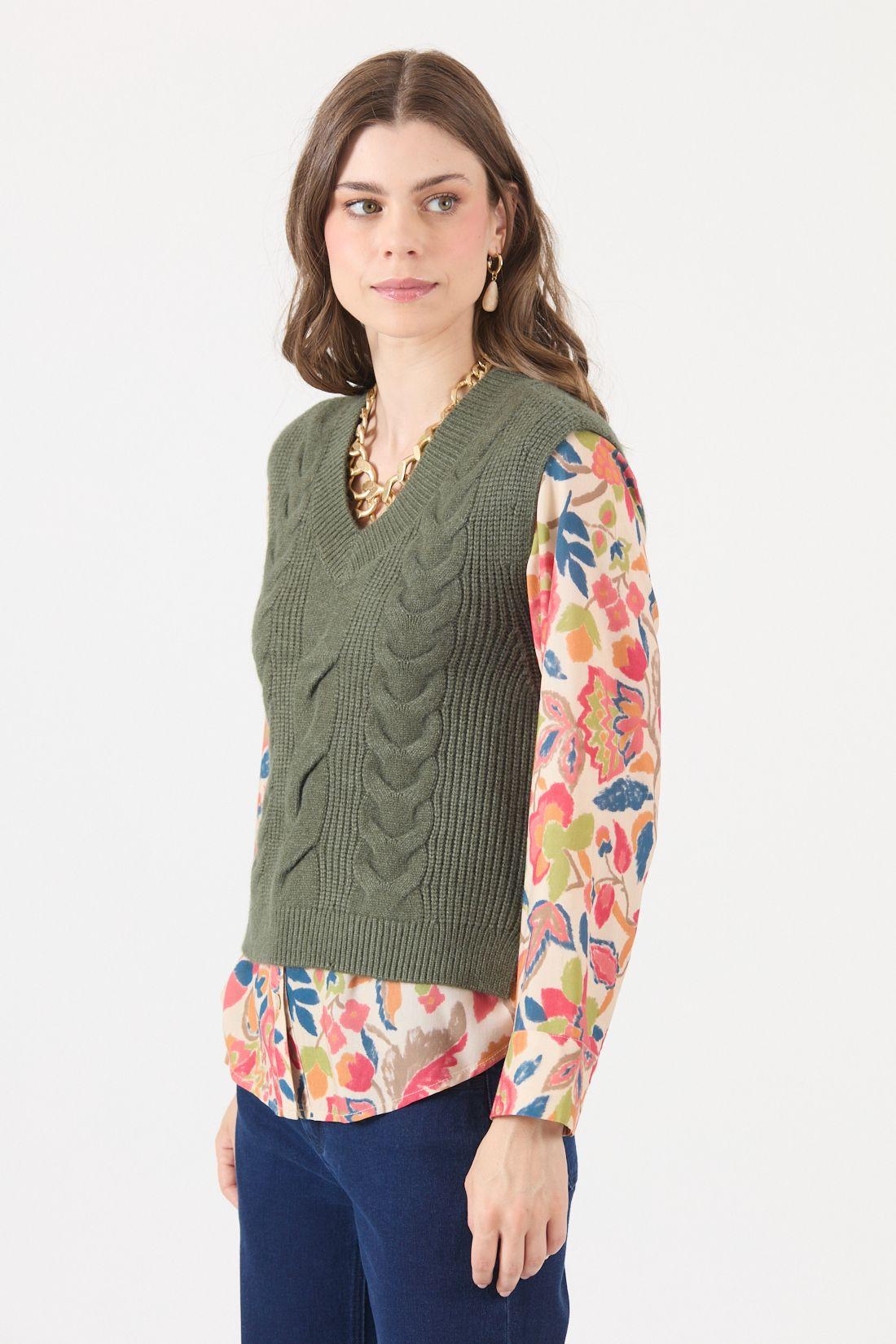 Sweater Con Trenzas Verde Cod 5414436-3