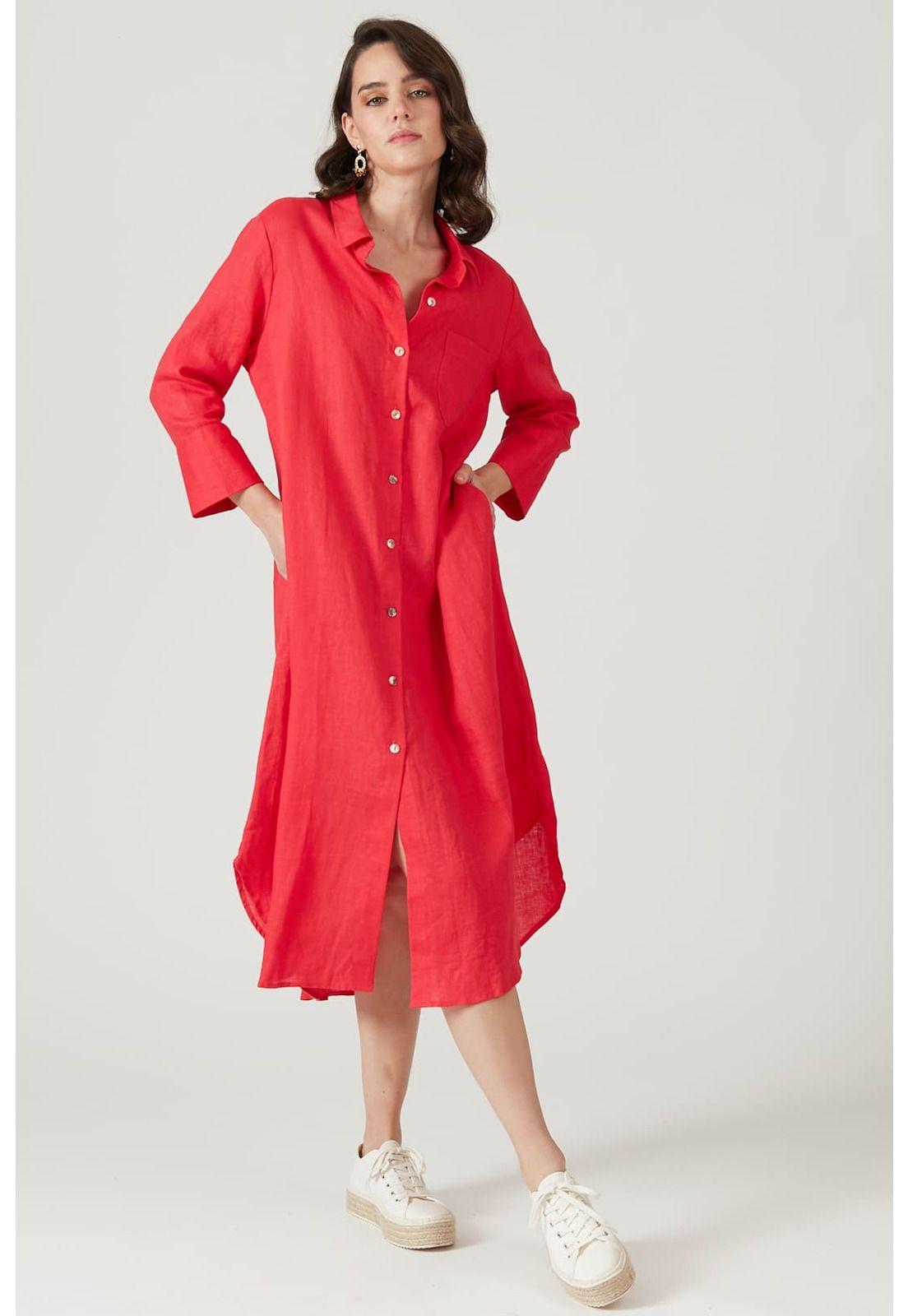 Vestido de lino rojo-3