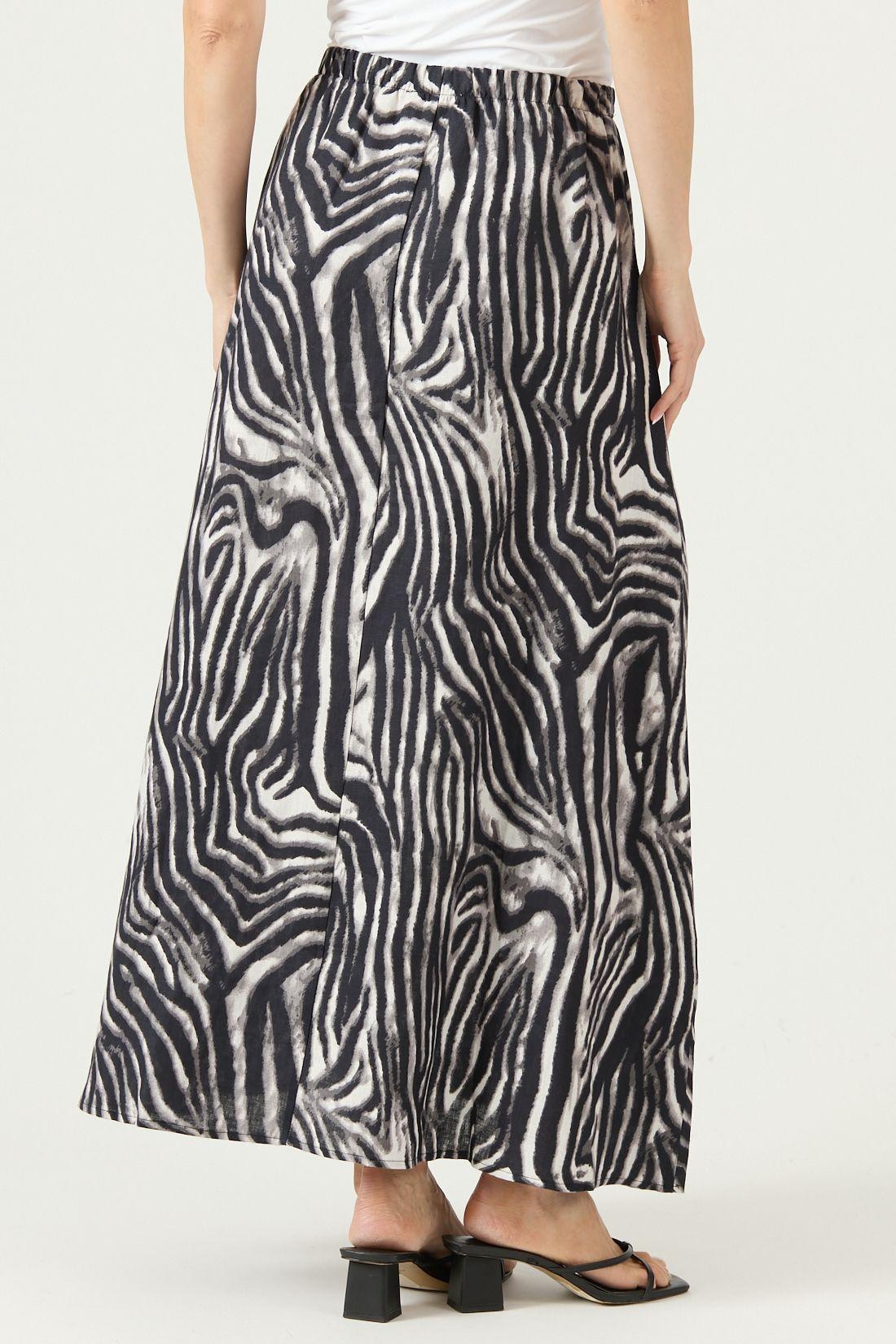 Falda De Lino Animal Print Negra Cod 5008735-2