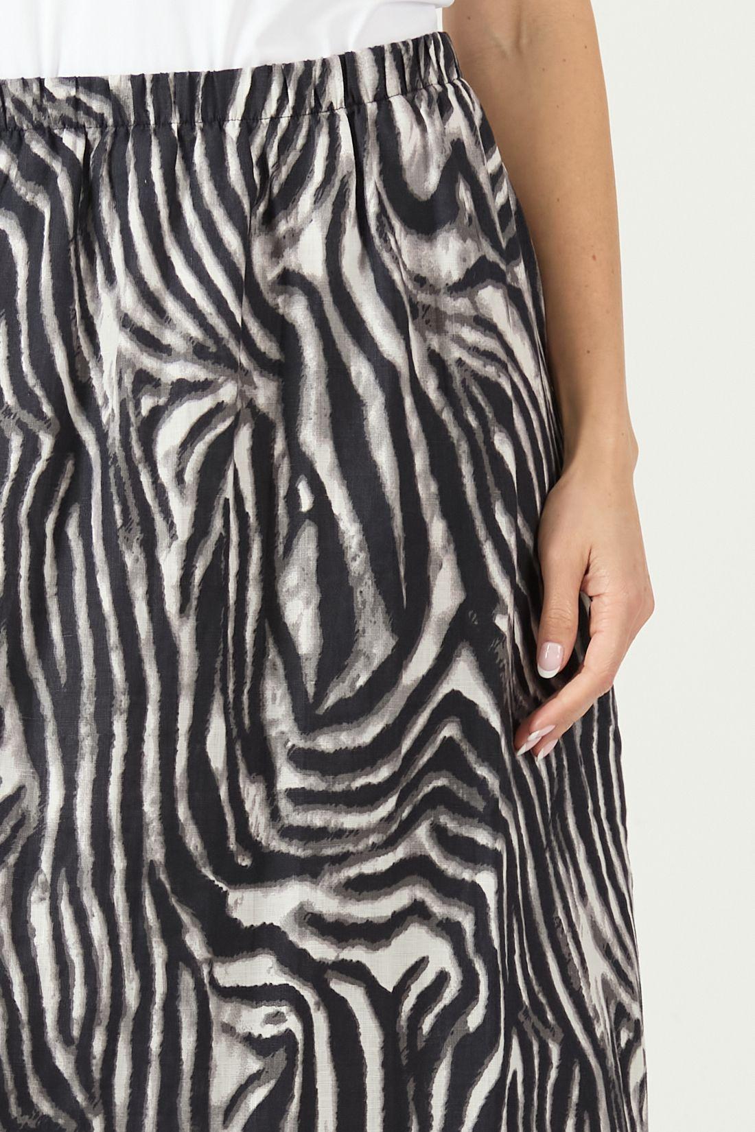 Falda De Lino Animal Print Negra Cod 5008735-3