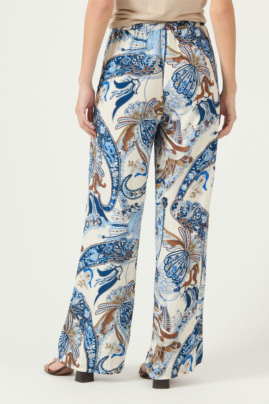 Pantalon Straight Estampado Azul Cod 2013395-3