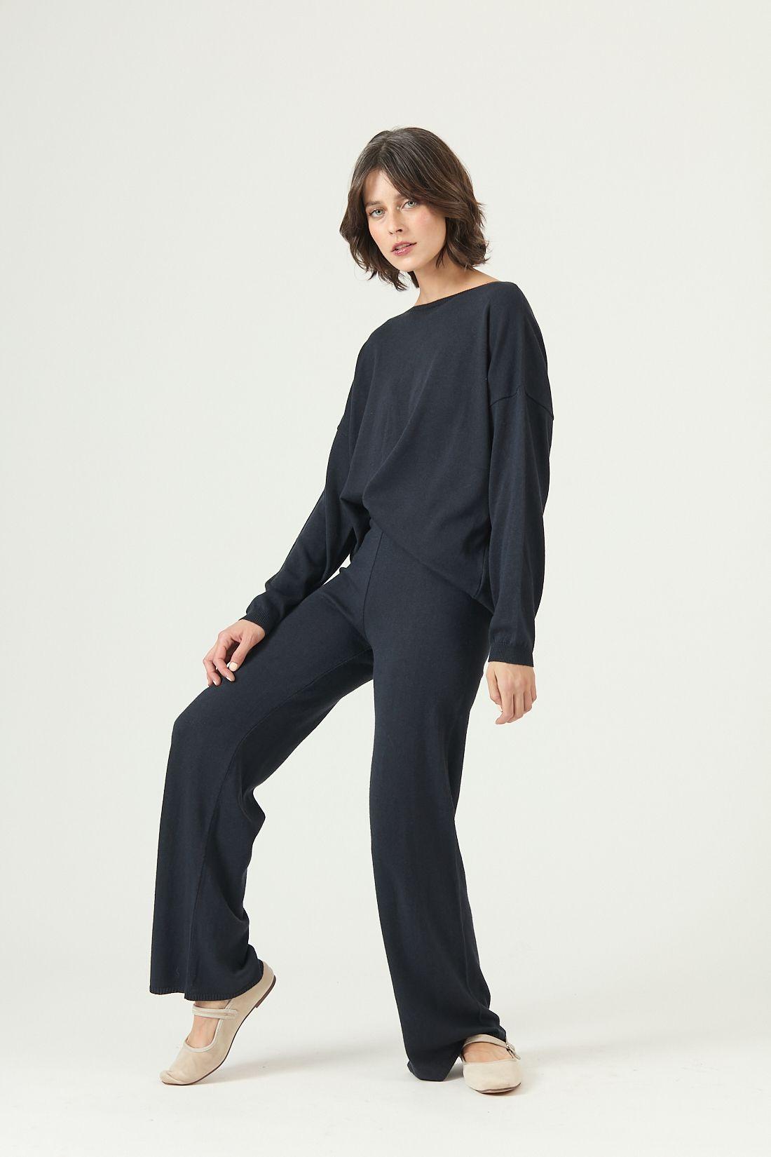 Pantalon con lana straight azul marino 2688-0