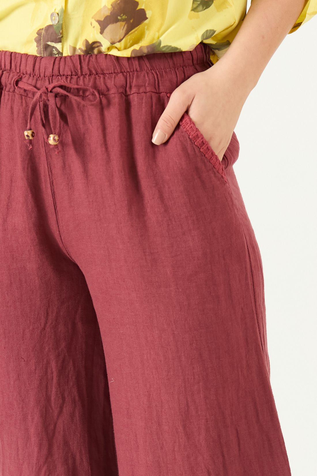 Pantalon De Lino Straight Burdeo Cod 2013495-2