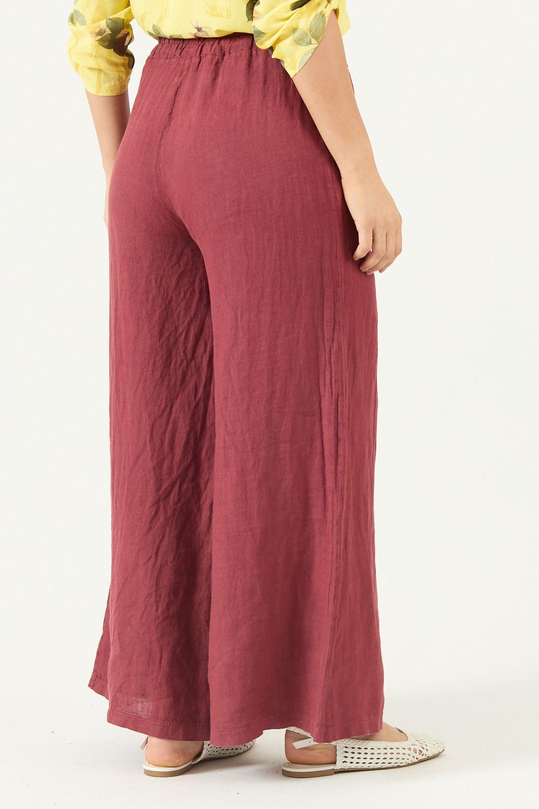 Pantalon De Lino Straight Burdeo Cod 2013495-3
