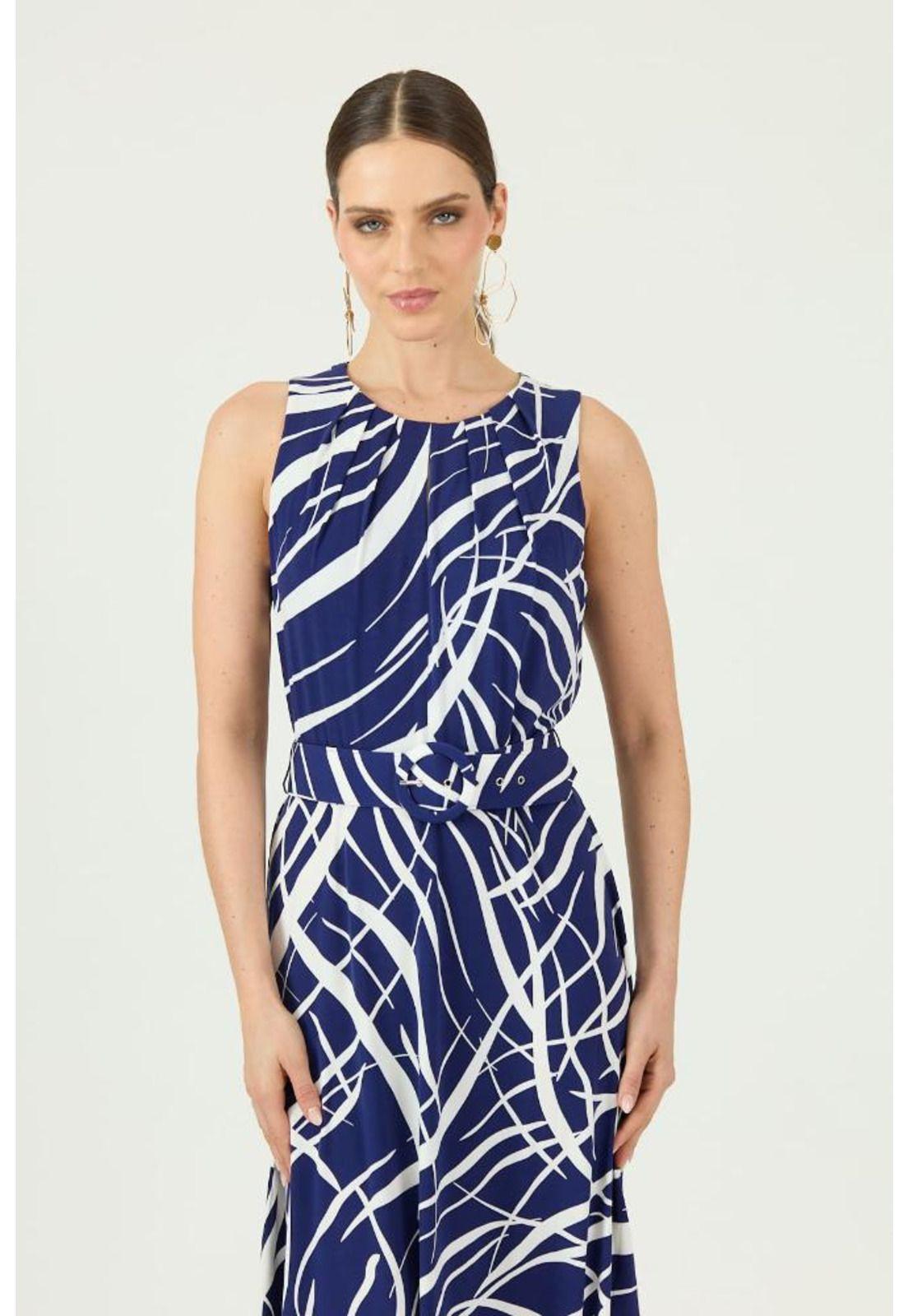 Vestido azul marino estampado PRIVILEGE 1374-0