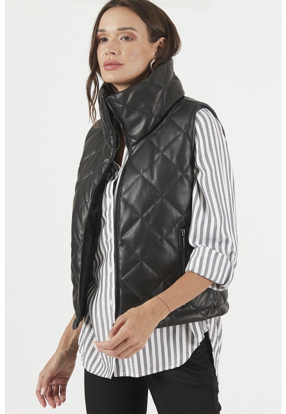 Parka de ecocuero negra-0