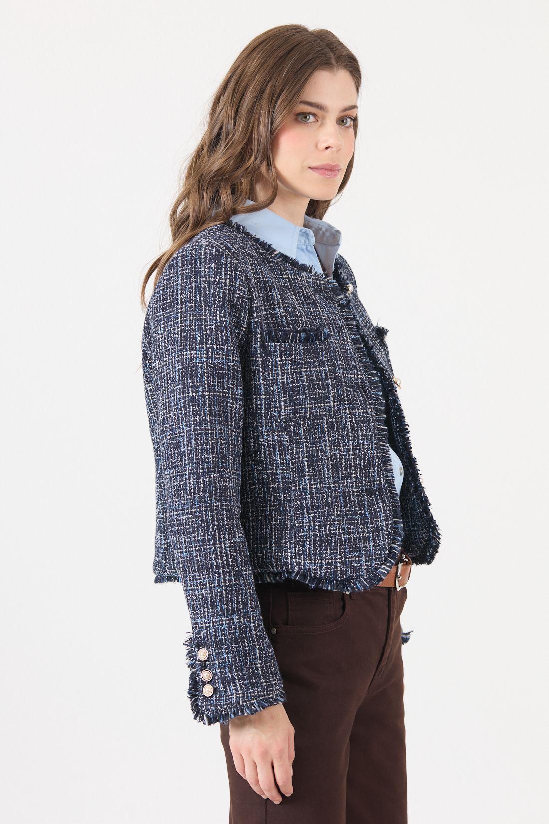 Chaqueta Con Lana Cuadrille Azul Cod 1536006-4