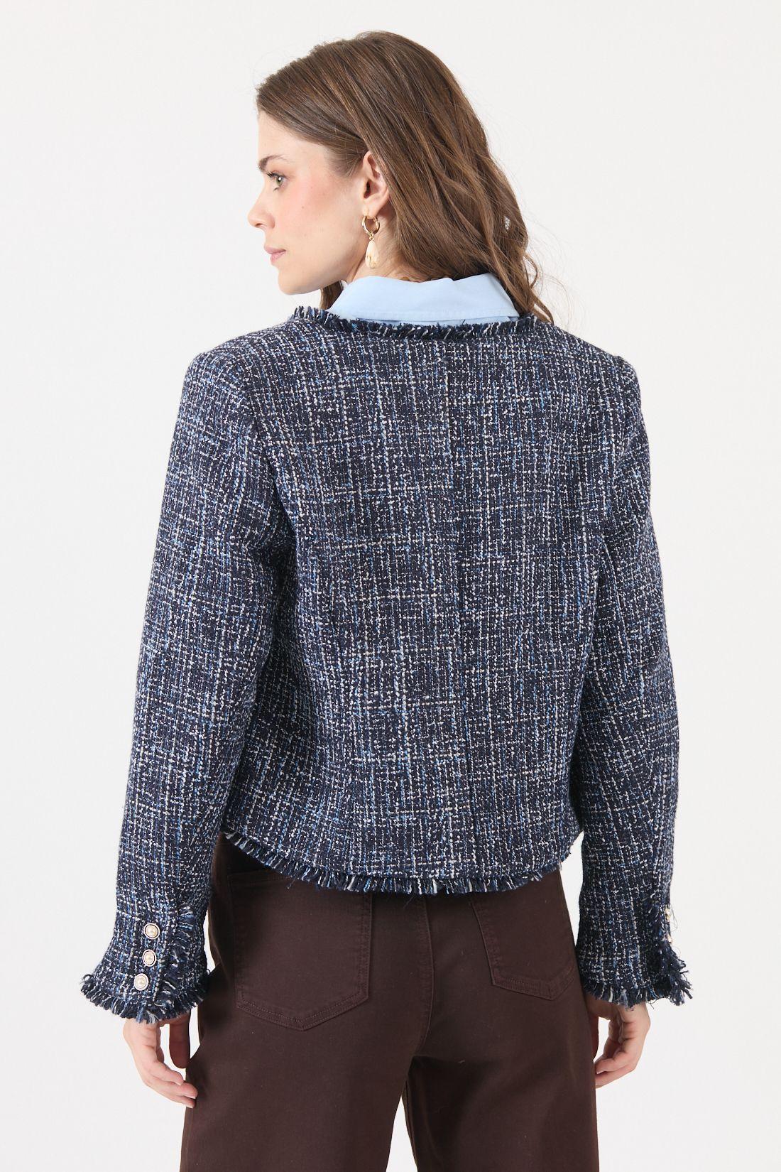Chaqueta Con Lana Cuadrille Azul Cod 1536006-5