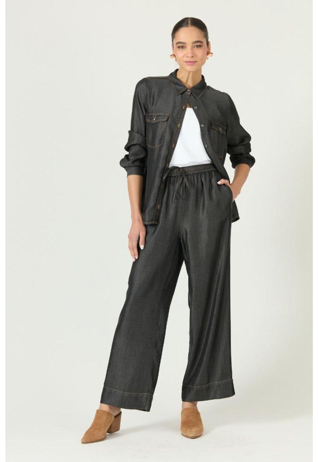 Pantalon de lyocell straight negro PRIVILEGE 2860-0
