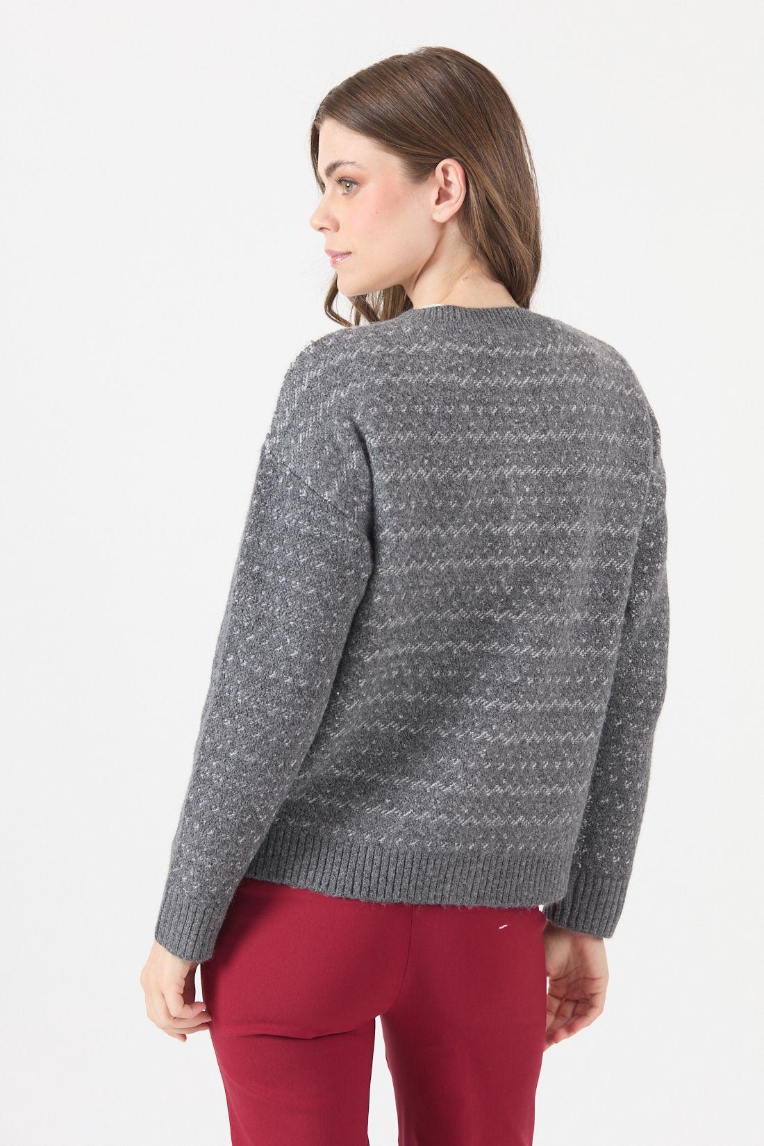 Cardigan Con Flores Gris Cod 5414366-4