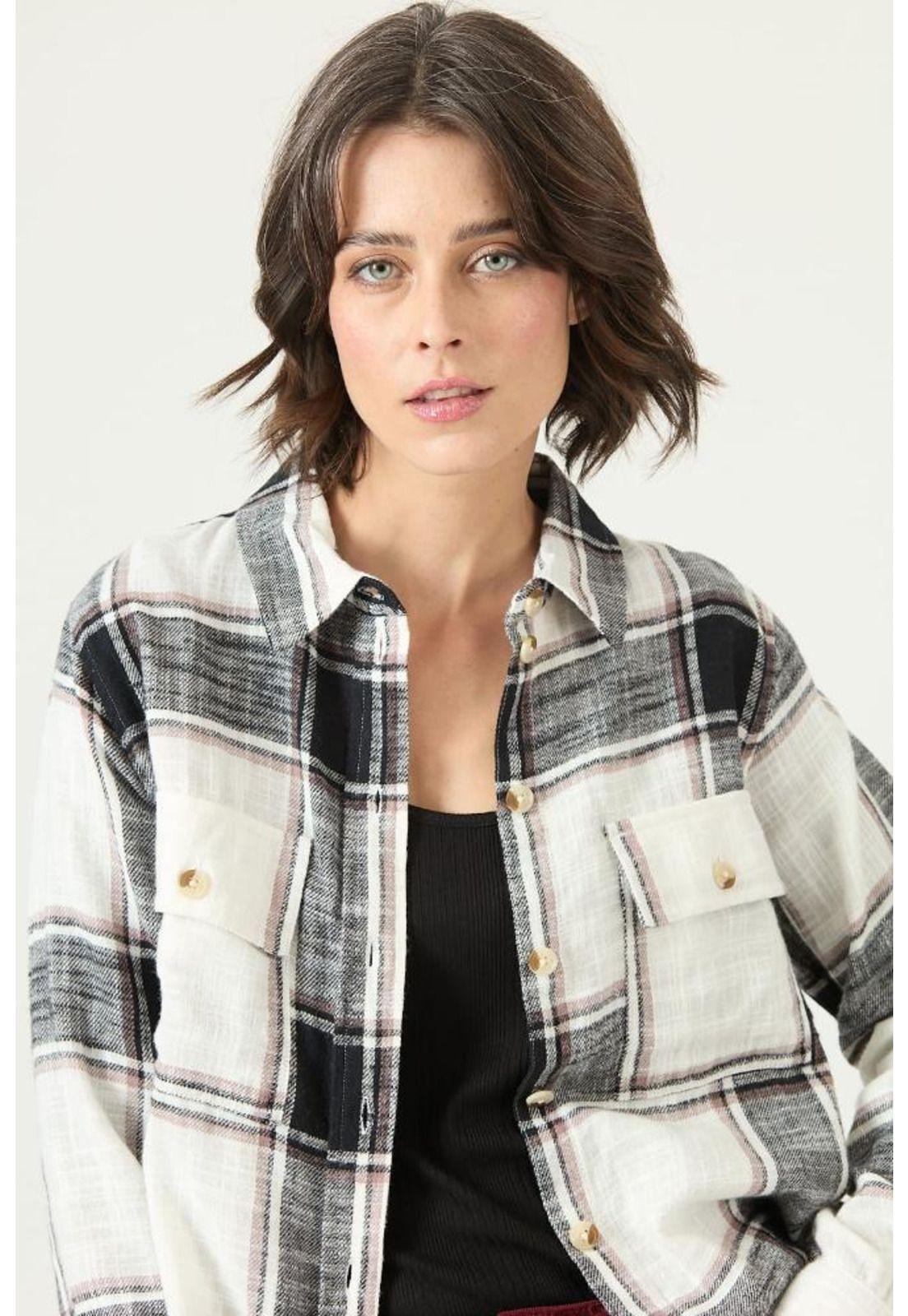 Blusa negra cuadros PRIVILEGE 2750-1