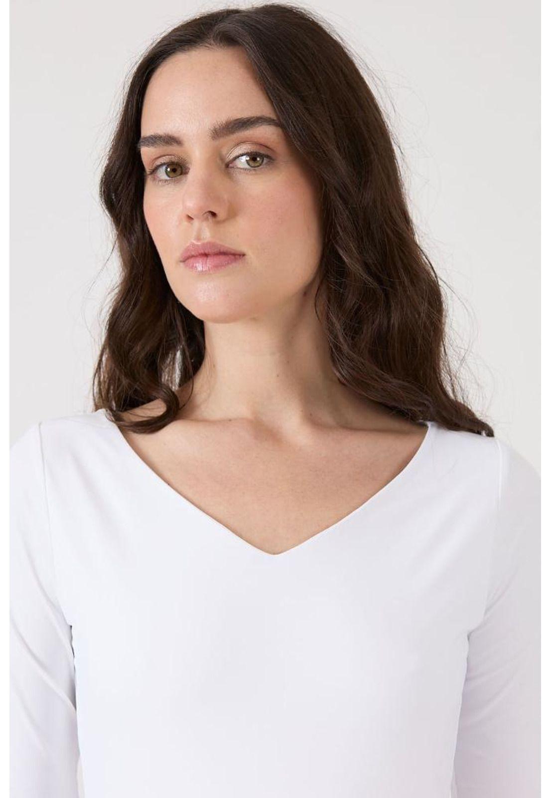 Polera poliamida blanca manga 3/4 PRIVILEGE-4