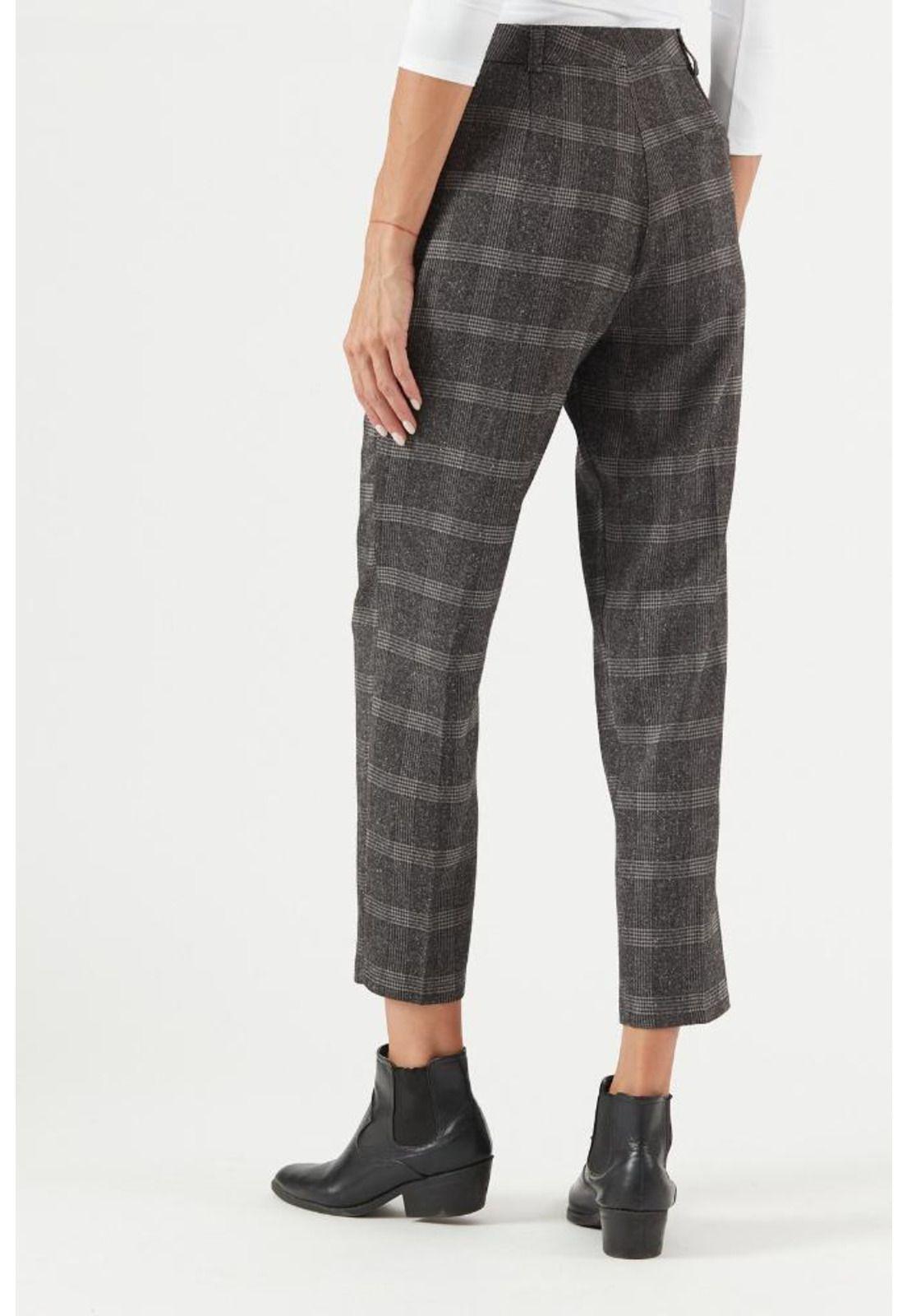 Pantalon straight negro cuadros PRIVILEGE 357-3