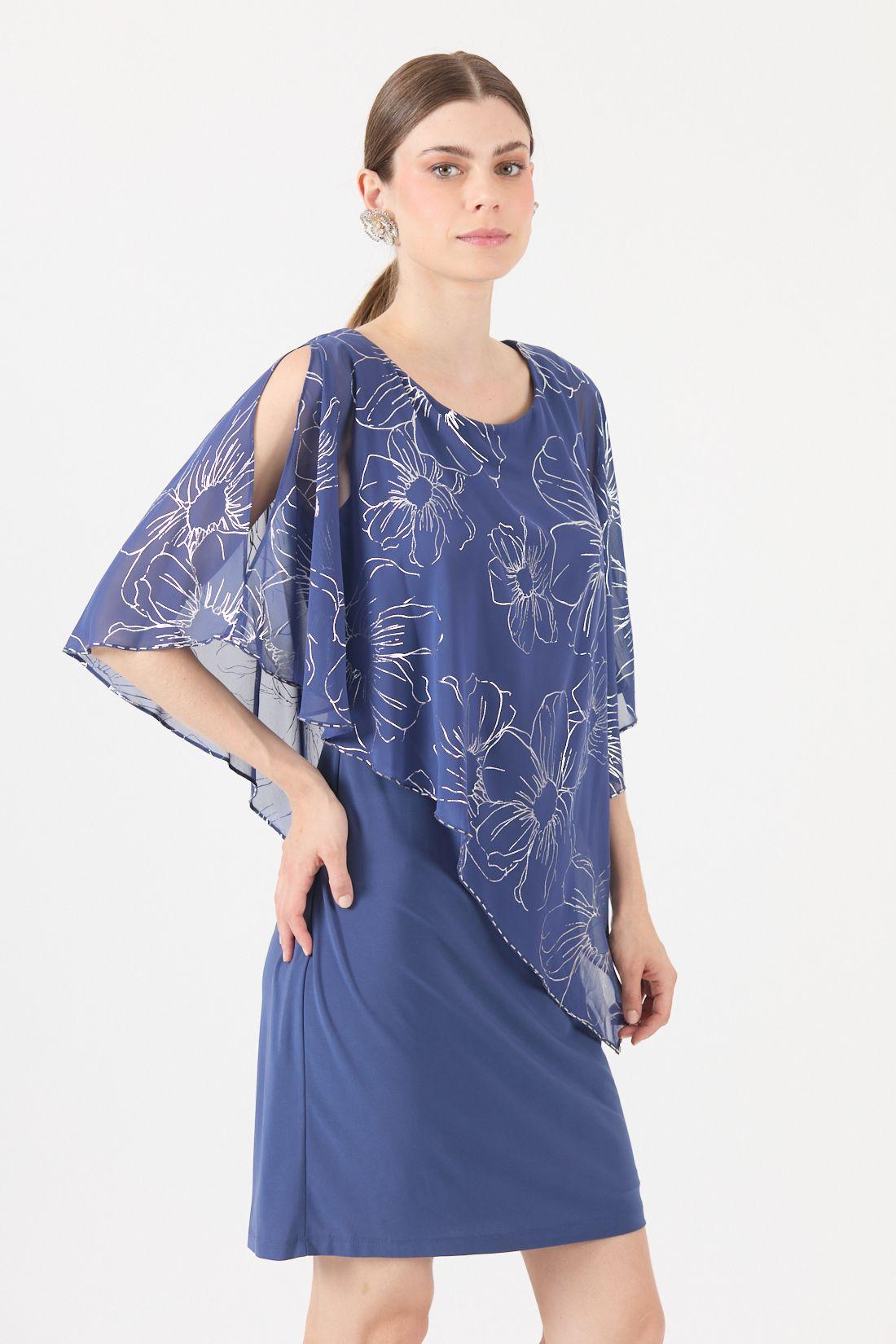 Vestido Con Flores Indigo Cod 0702386-0