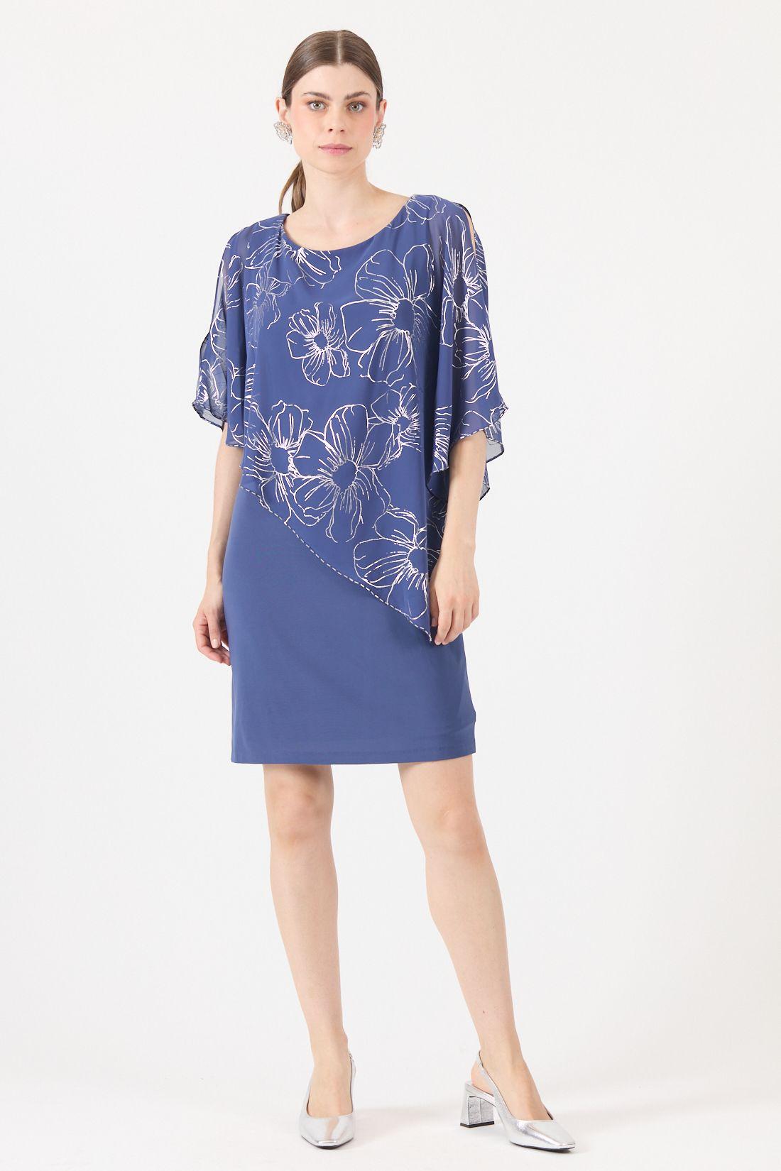 Vestido Con Flores Indigo Cod 0702386-2