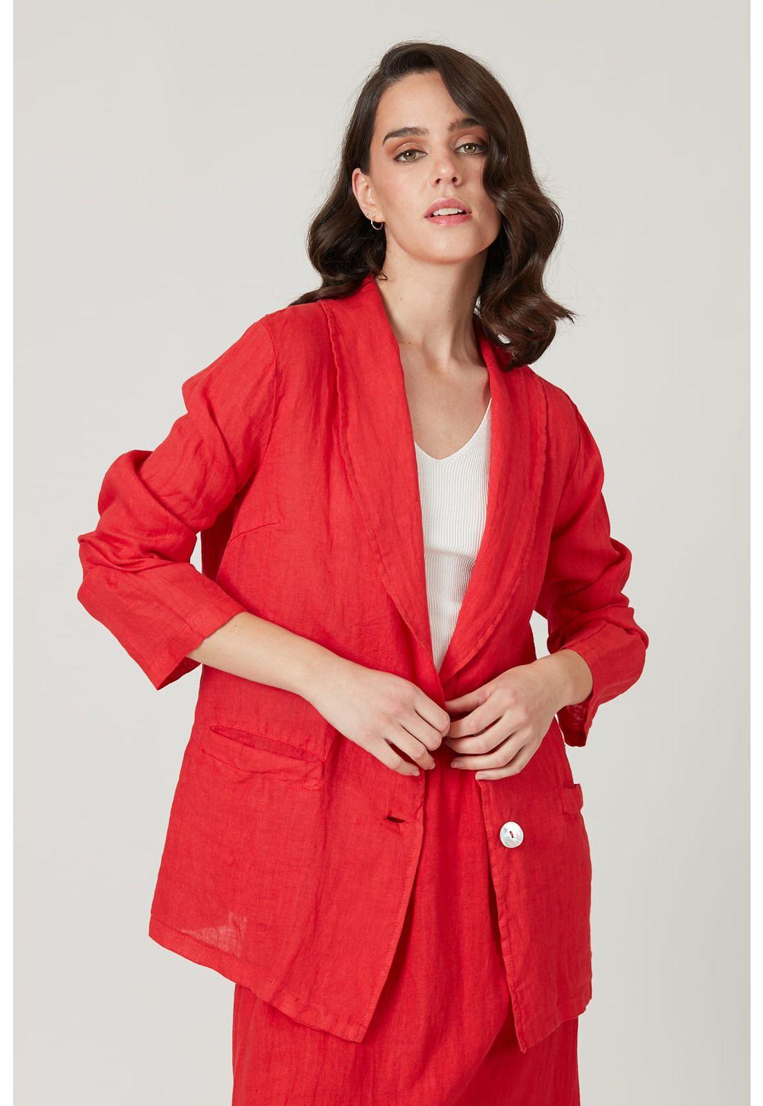 Blazer de lino rojo-2