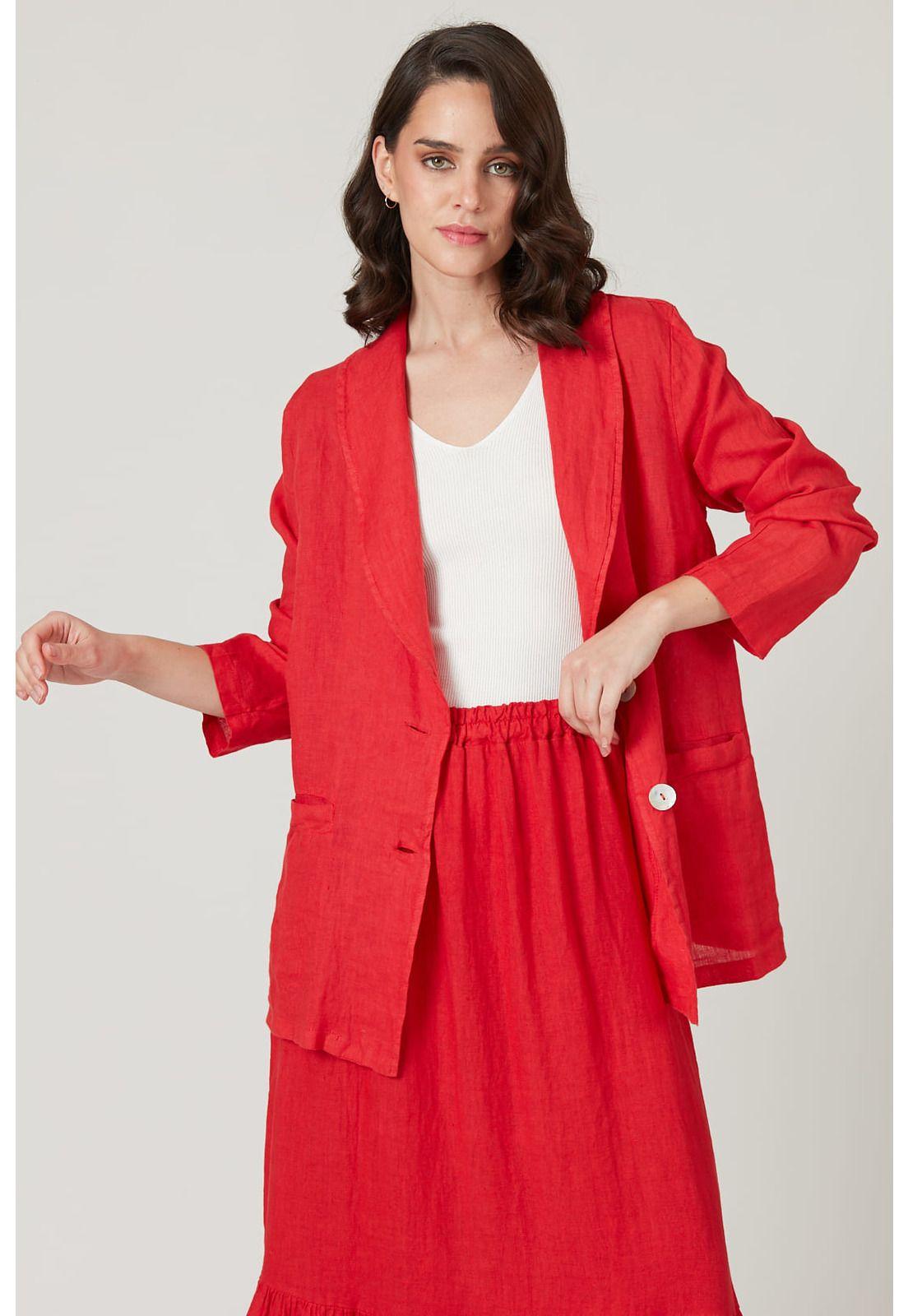 Blazer de lino rojo-3