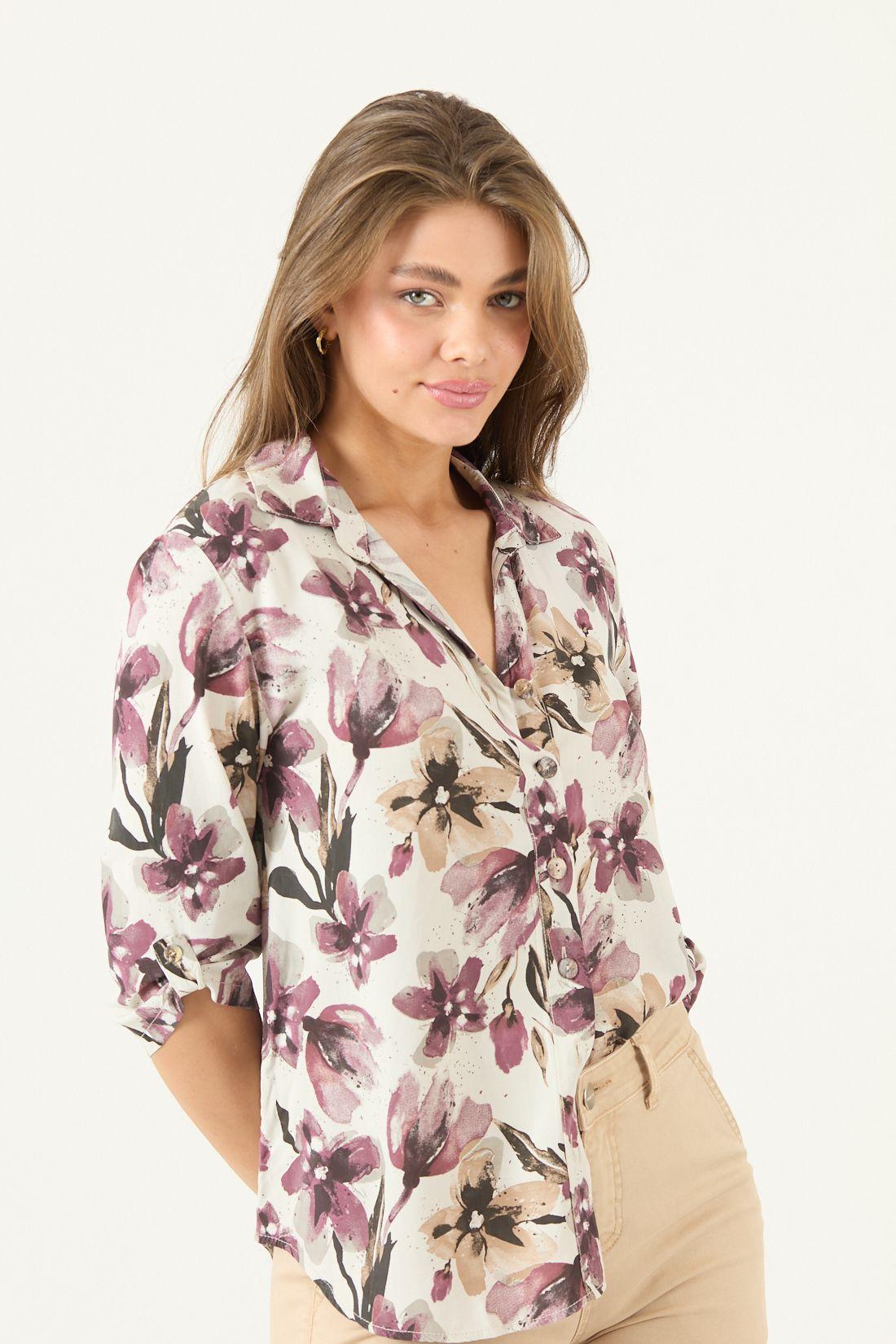 Blusa Estampada Burdeo Cod 4517795-1