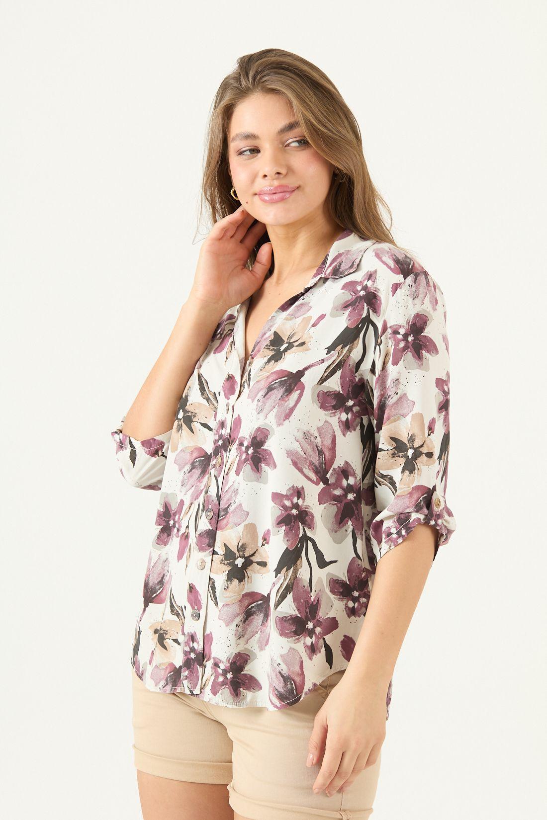 Blusa Estampada Burdeo Cod 4517795-3