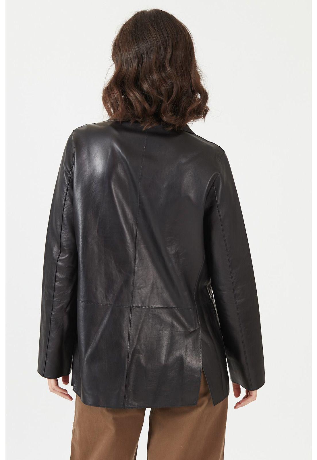Blazer de cuero negro-3