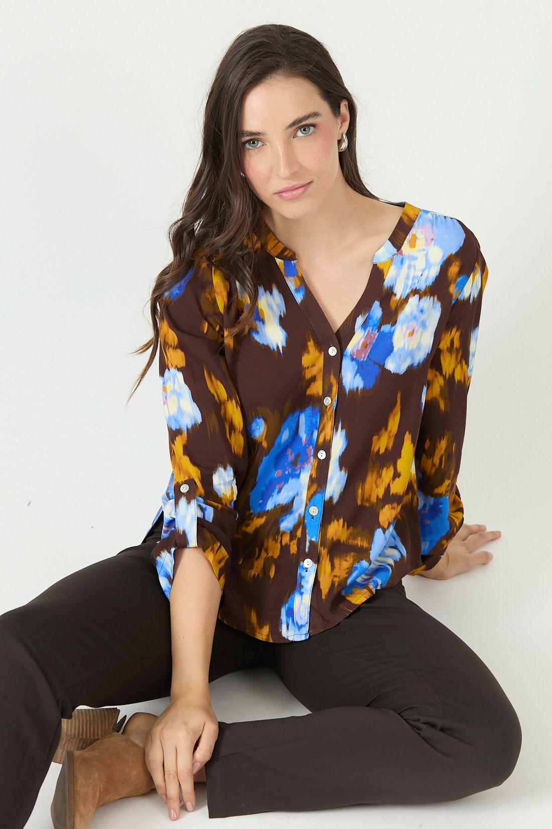 Blusa naranja estampada 2357-0