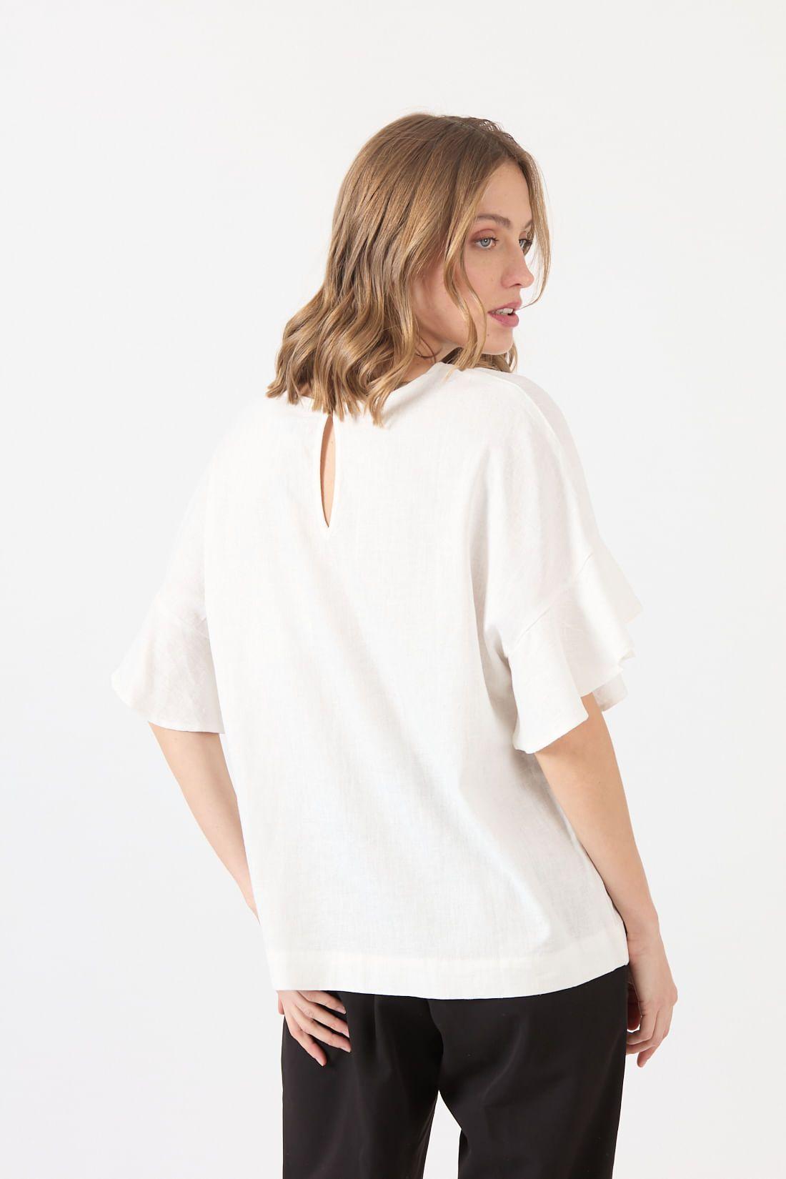 Blusa con lino blanca 1192-3