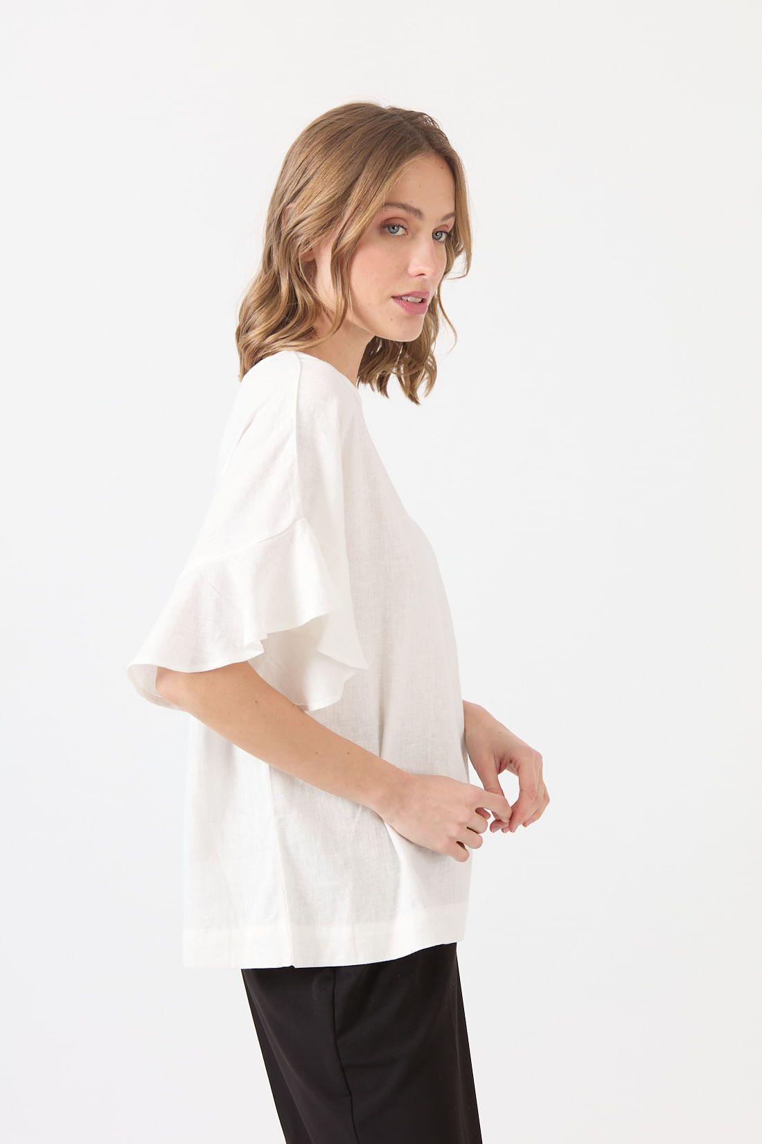 Blusa con lino blanca 1192-4
