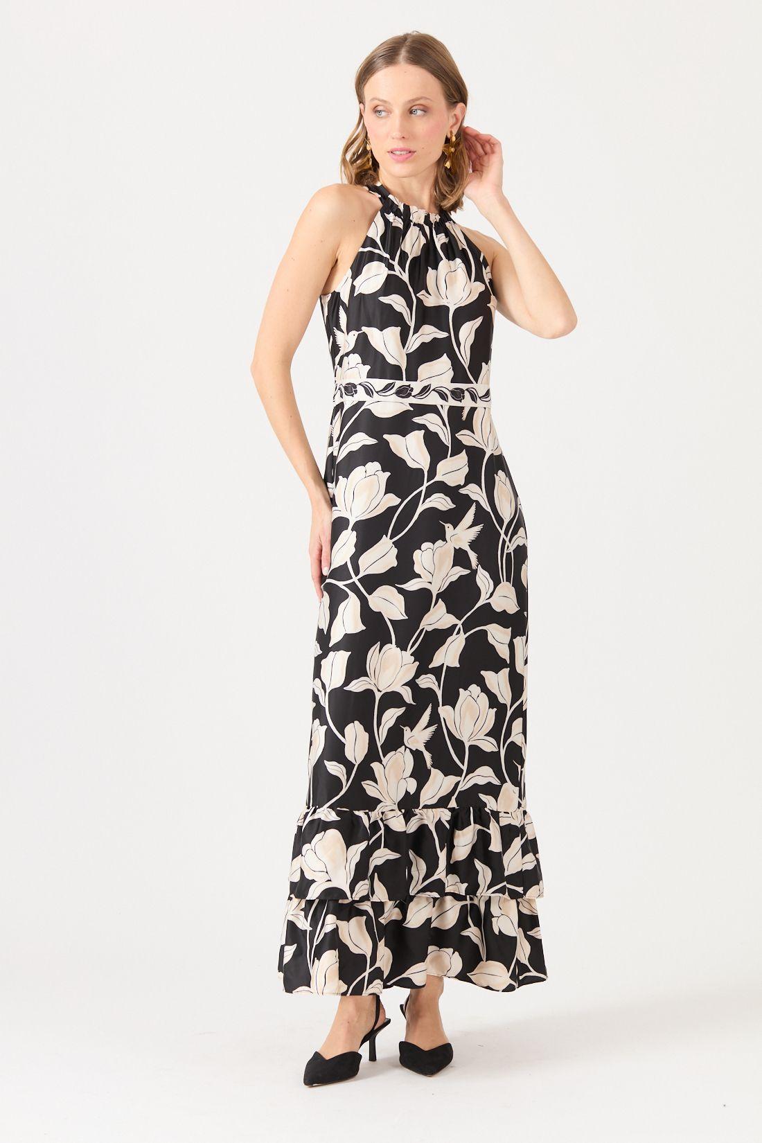 Vestido Estamplado Negro Cod 0702166-2