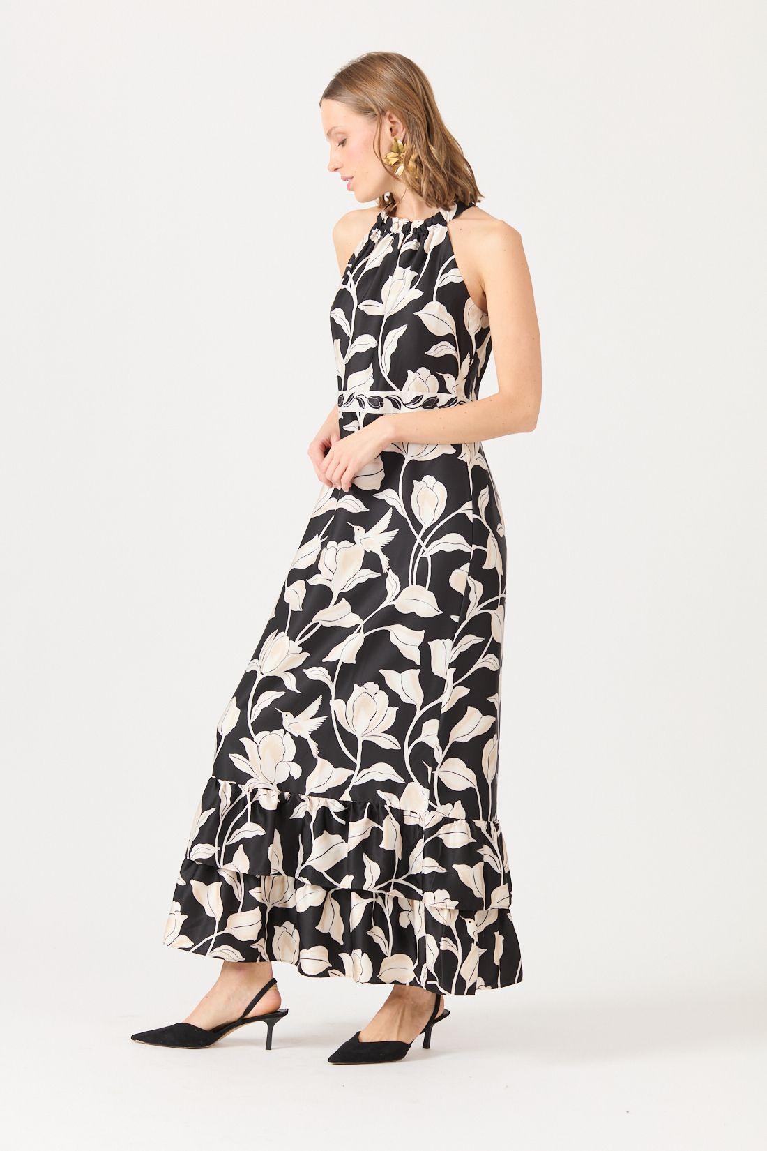 Vestido Estamplado Negro Cod 0702166-3