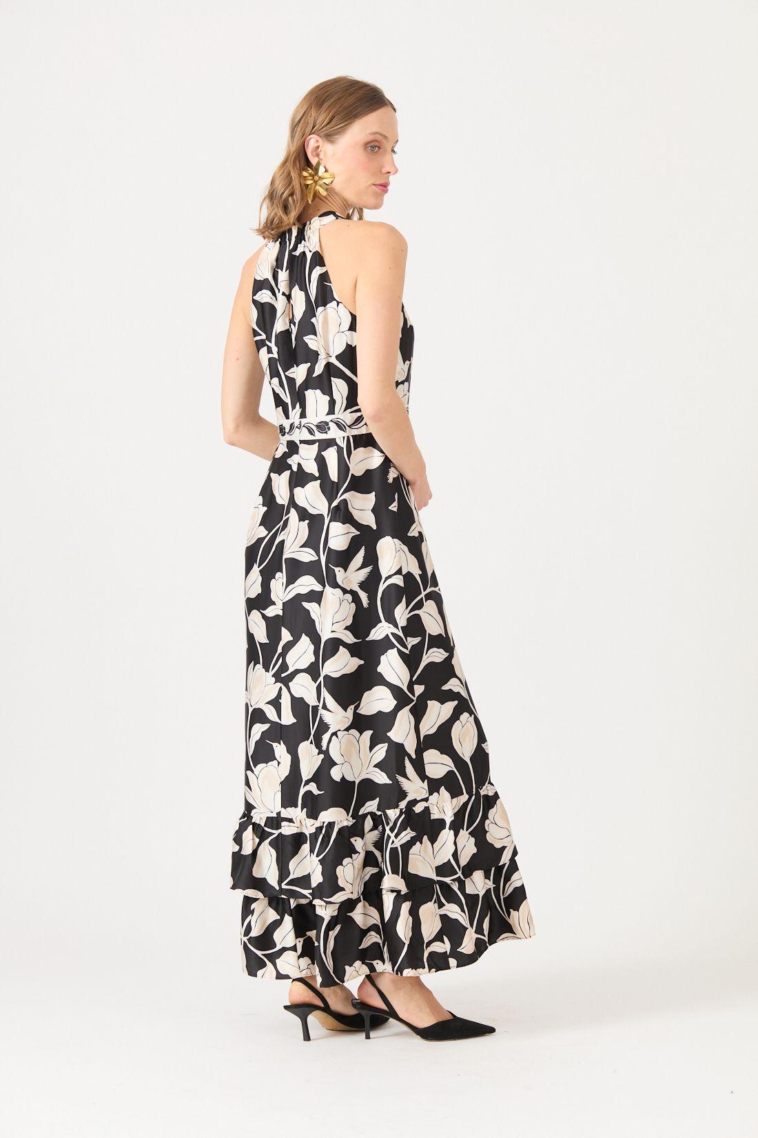Vestido Estamplado Negro Cod 0702166-4