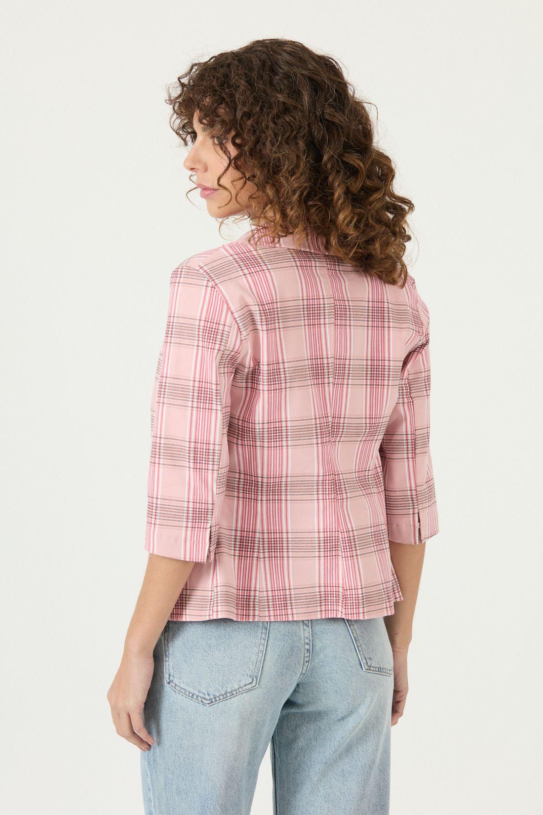 Blazer Cuadros Rosa Cod 1514025-4