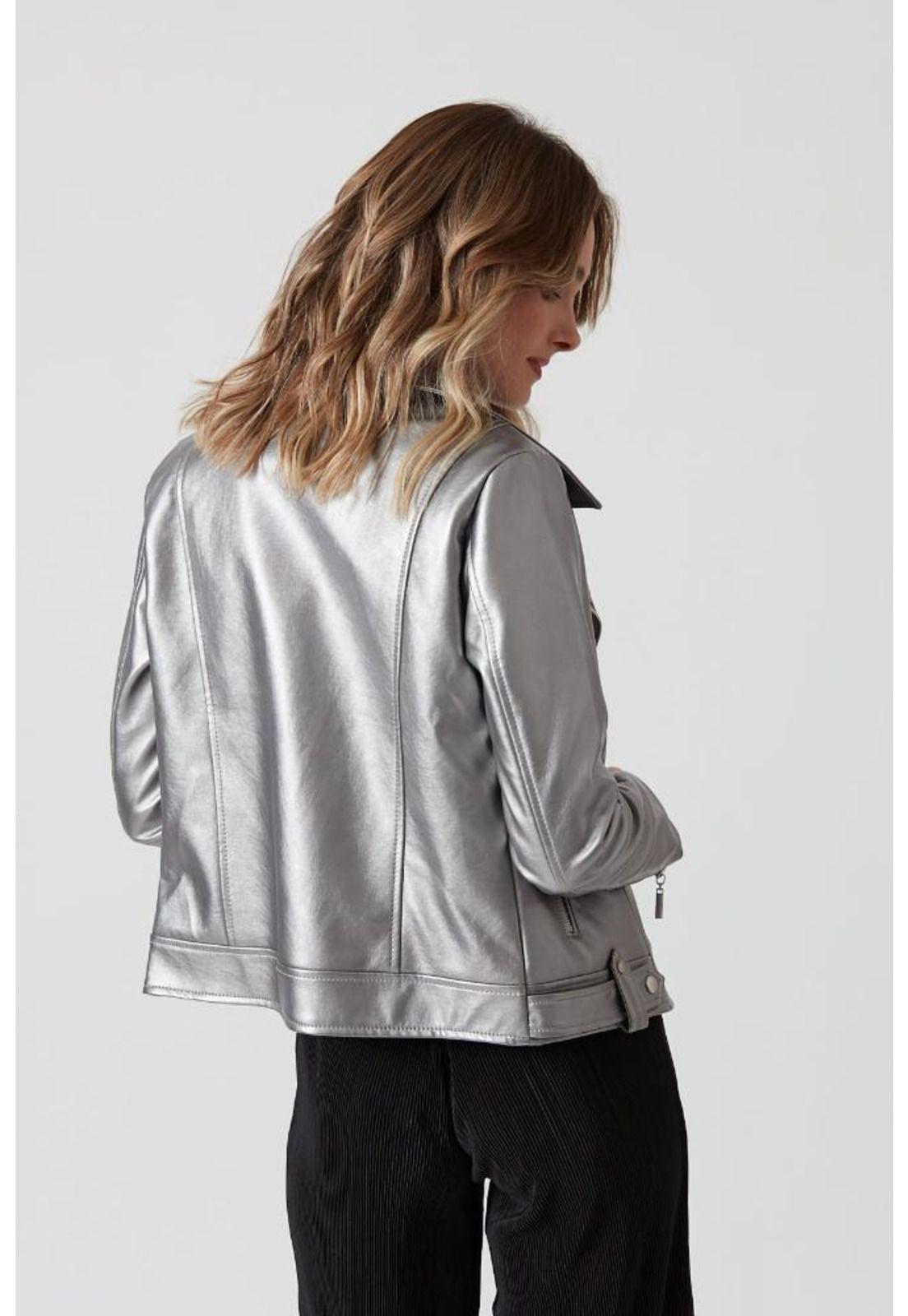 Chaqueta de ecocuero plata PRIVILEGE 726-2