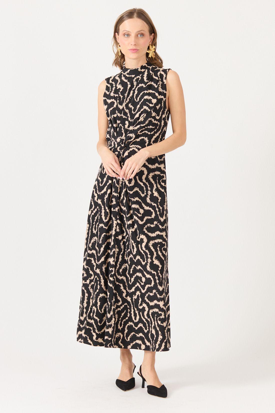 Vestido Estamplado Negro Cod 0702316-1