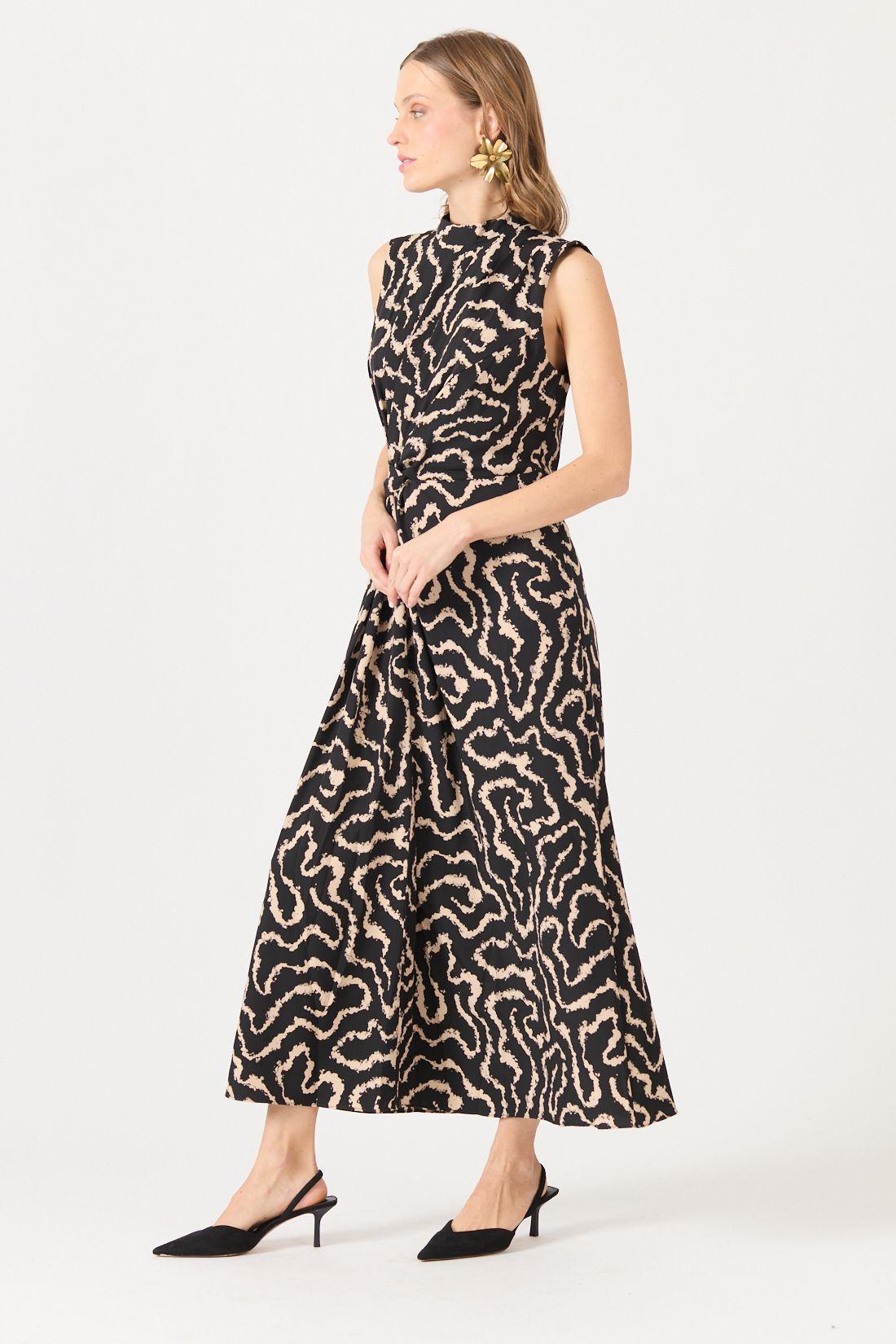 Vestido Estamplado Negro Cod 0702316-3
