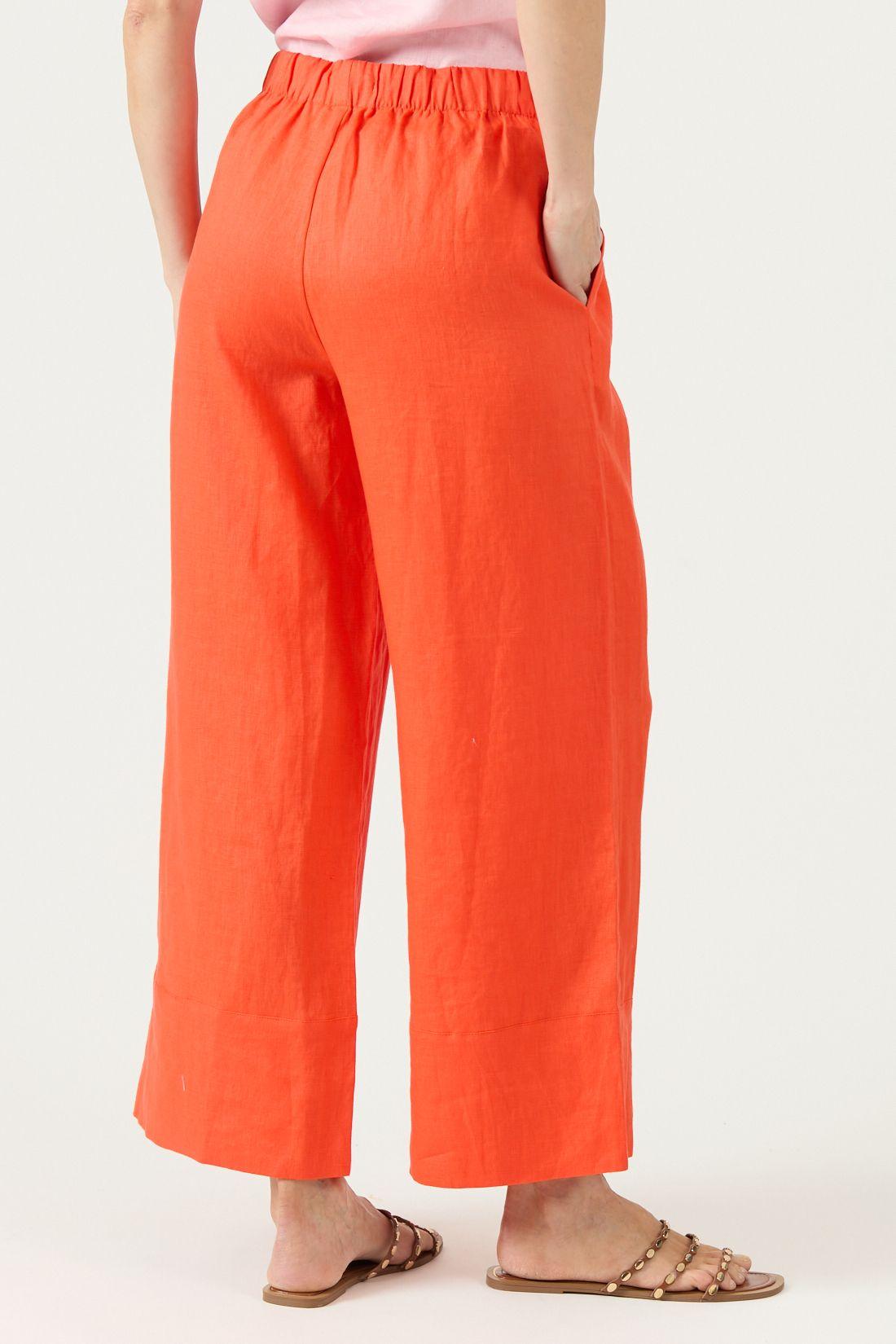 Pantalon De Lino Wide Leg Naranjo Cod 2012795-2