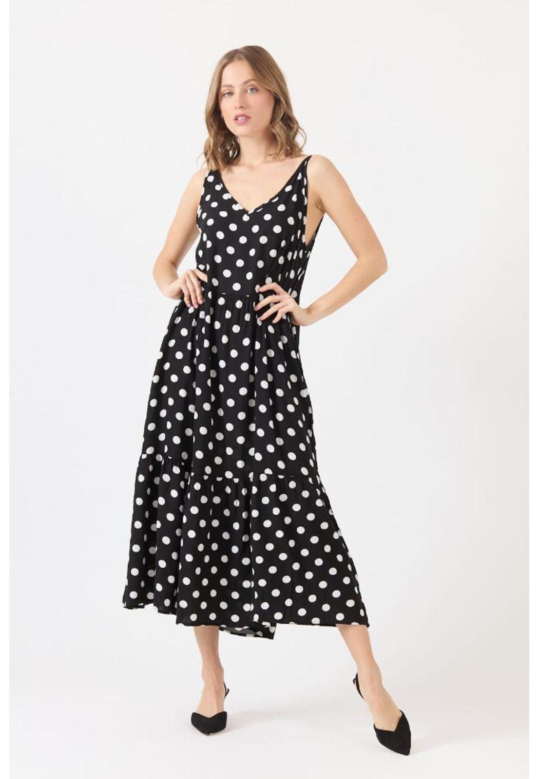 Vestido negro estampado PRIVILEGE 1435-0