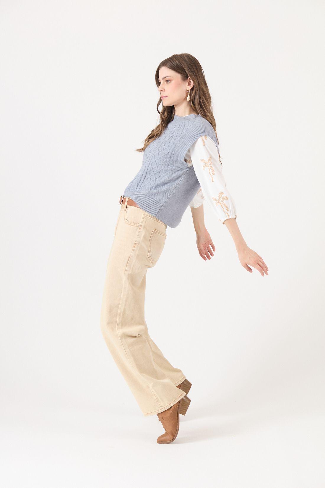 Sweater Con Trenzas Celeste Cod 5414426-0