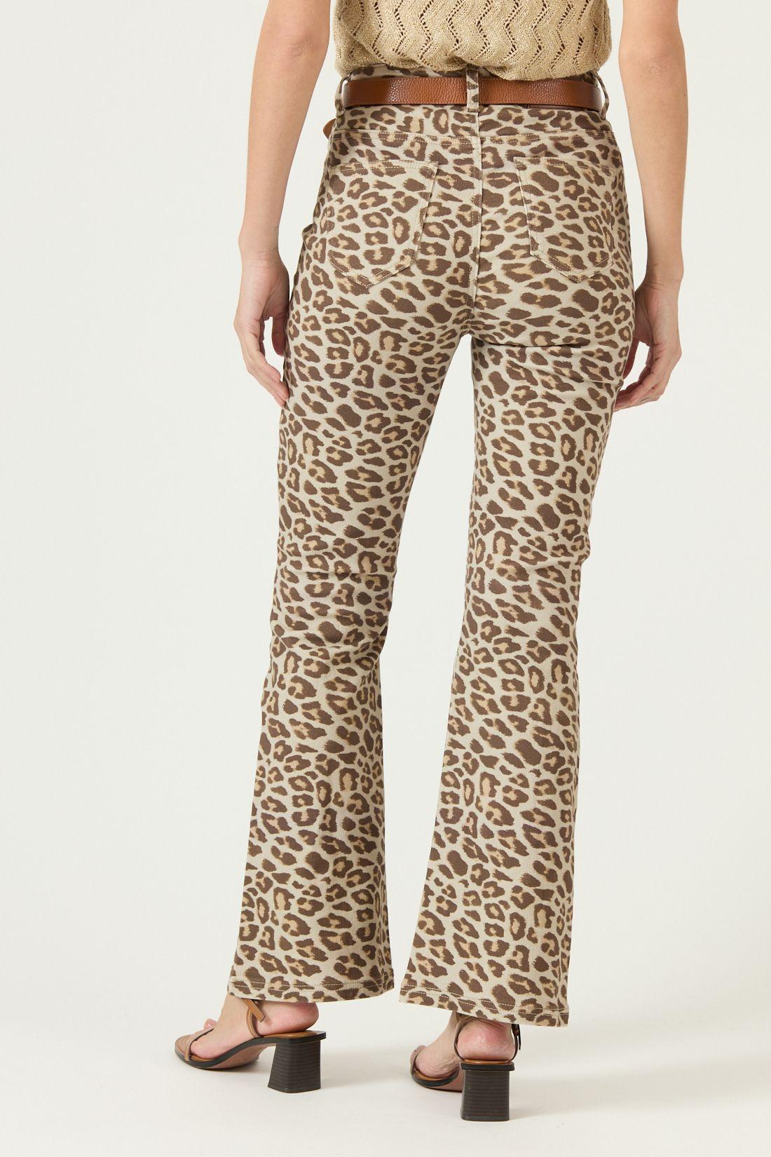 Jeans Wide Leg Animal Print Beige Cod 2400985-3