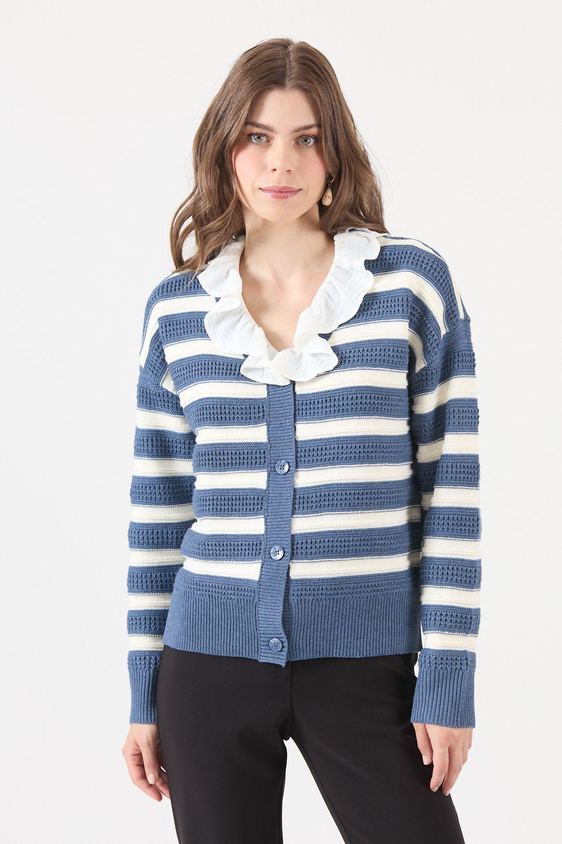 Cardigan Listado Azul Cod 5414516-2