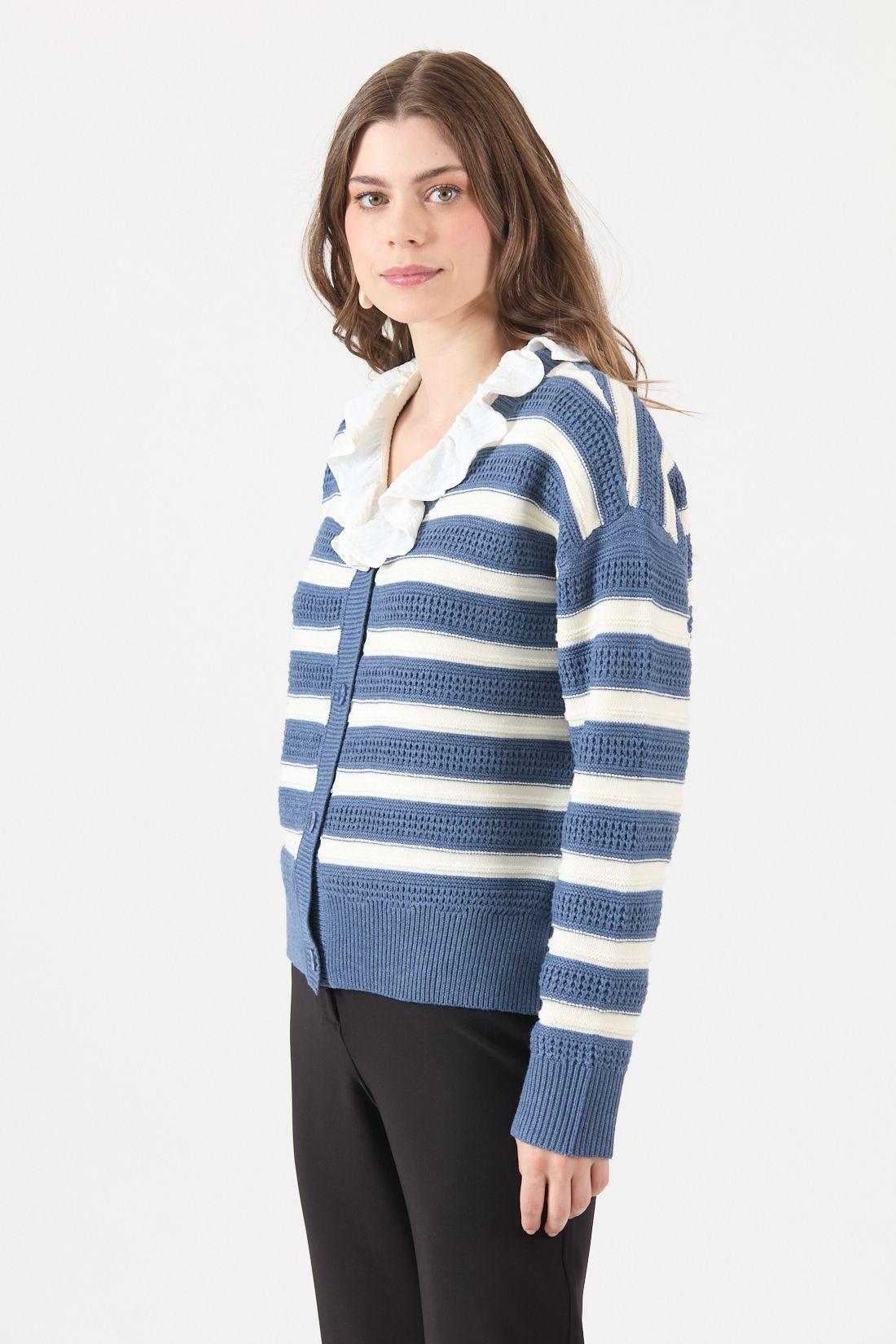 Cardigan Listado Azul Cod 5414516-3
