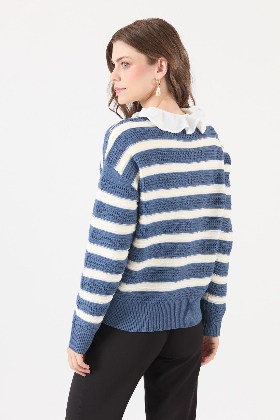 Cardigan Listado Azul Cod 5414516-4