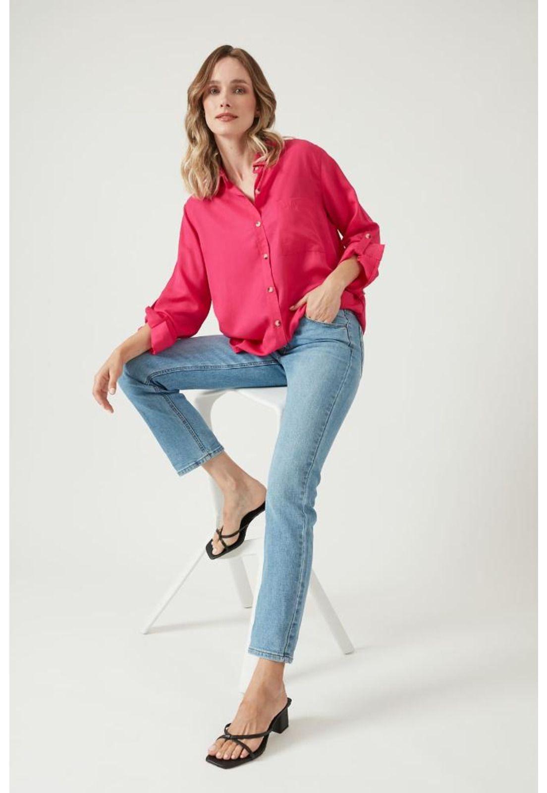 Blusa de tencel fucsia PRIVILEGE 856-0