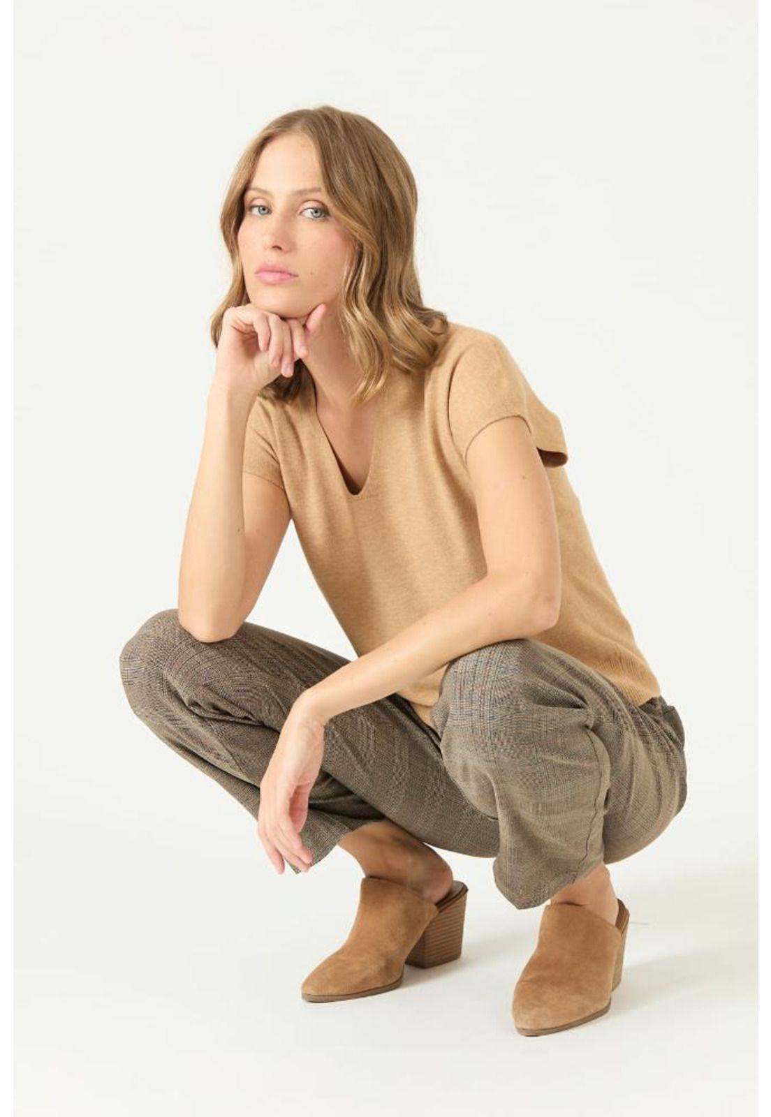 Pantalon cafe cuadros PRIVILEGE 2105-1