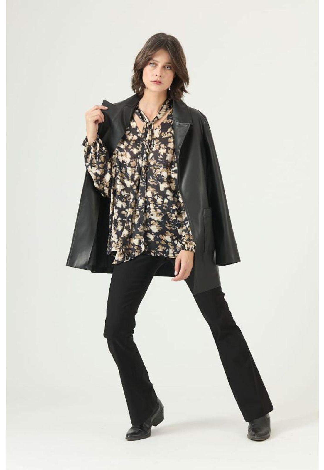 Blusa negra estampada PRIVILEGE 2639-0