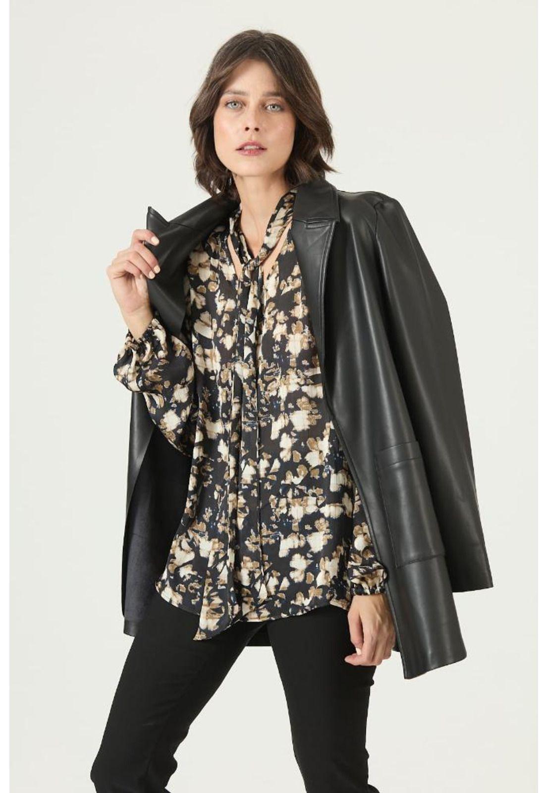 Blusa negra estampada PRIVILEGE 2639-1