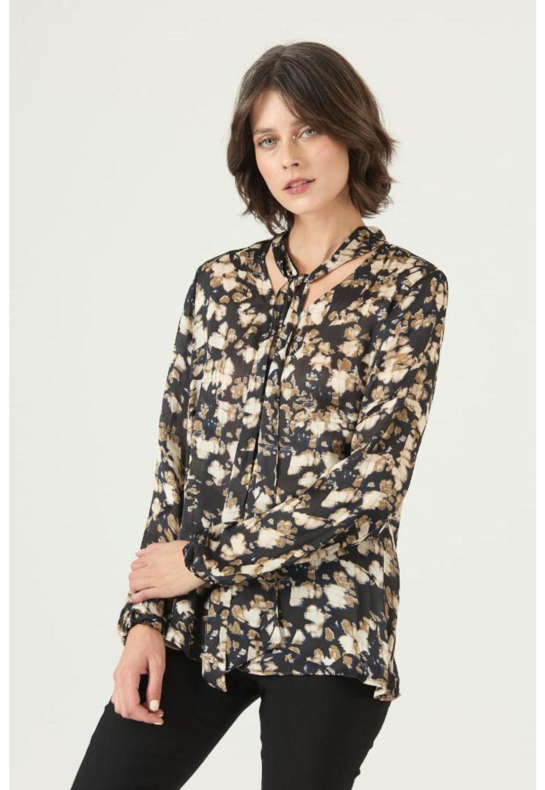 Blusa negra estampada PRIVILEGE 2639-2