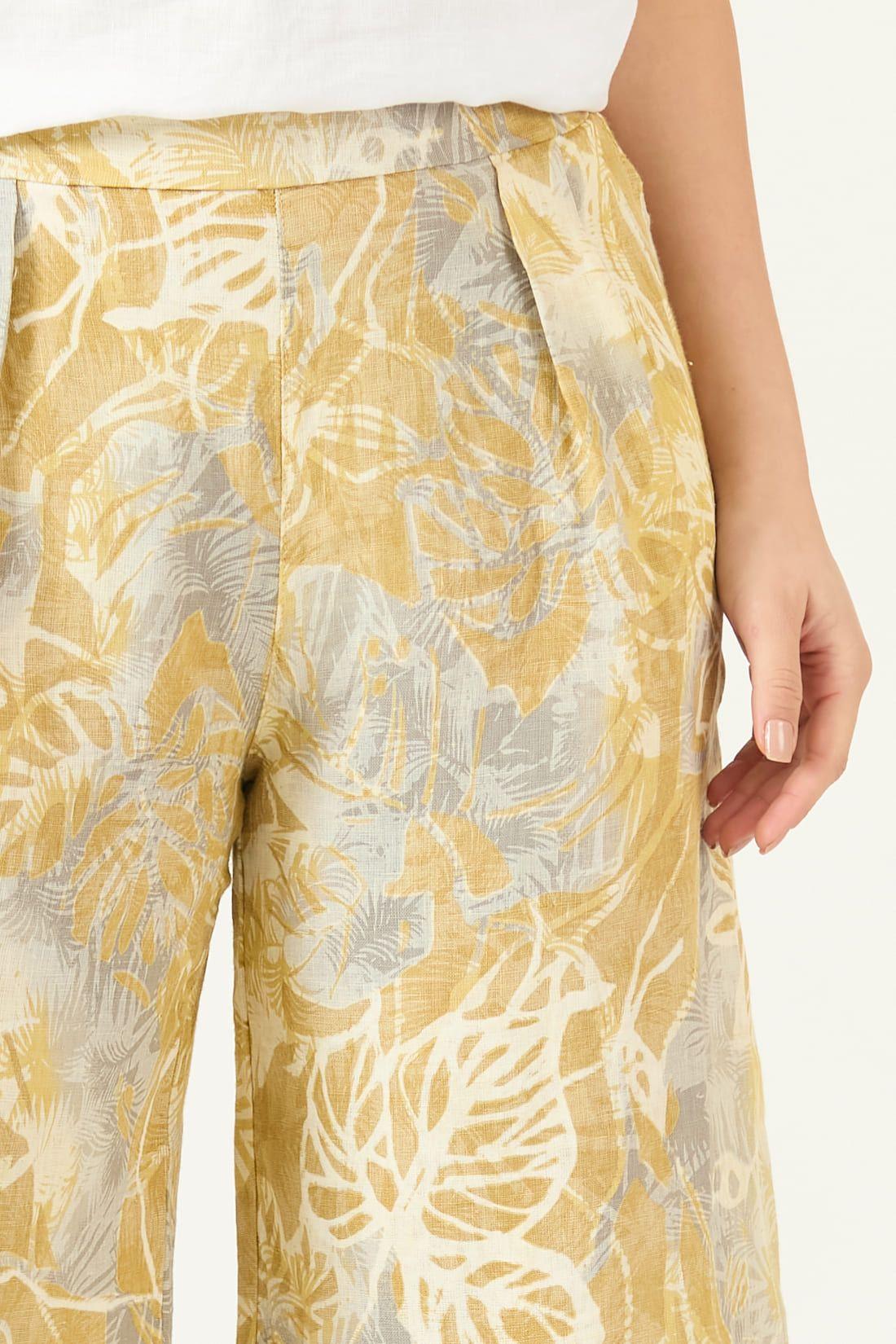 Pantalon De Lino Wide Leg Estampado Maiz Cod 2013755-2