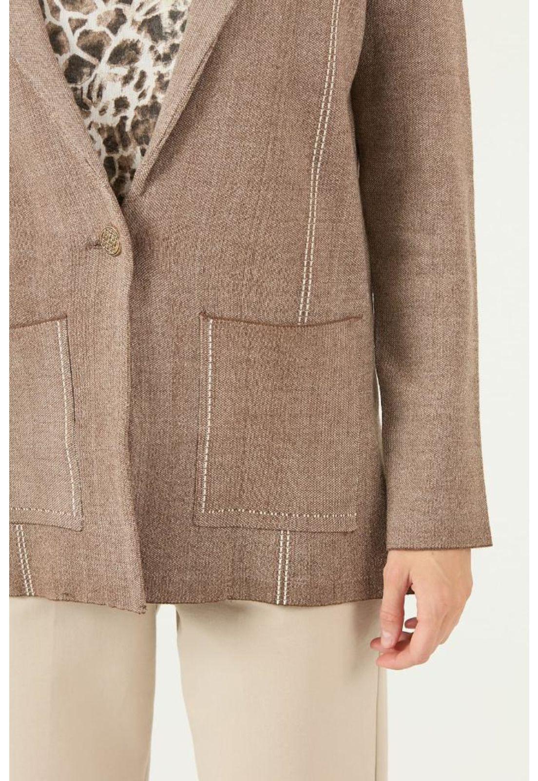Chaqueta con lana cafe PRIVILEGE 2122-5