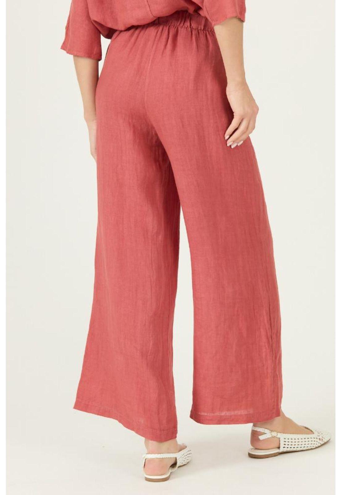 Pantalon de lino slim fit rosa viejo PRIVILEGE 2864-2