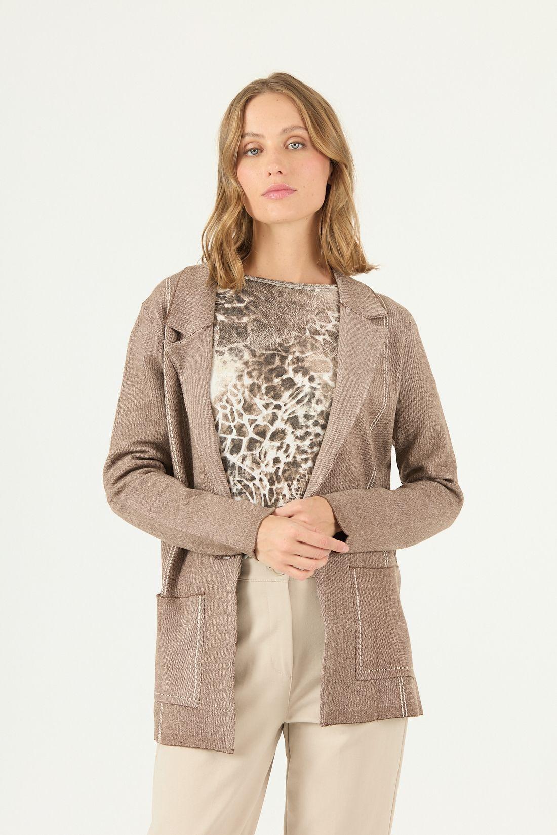 Chaqueta con lana cafe 2122-2